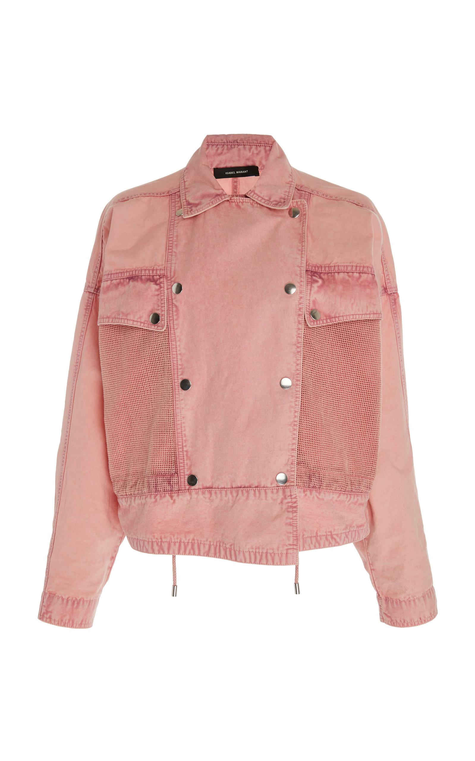 Isabel Marant Thalia Mesh-paneled Denim Jacket in Pastel Pink (Pink) - Lyst