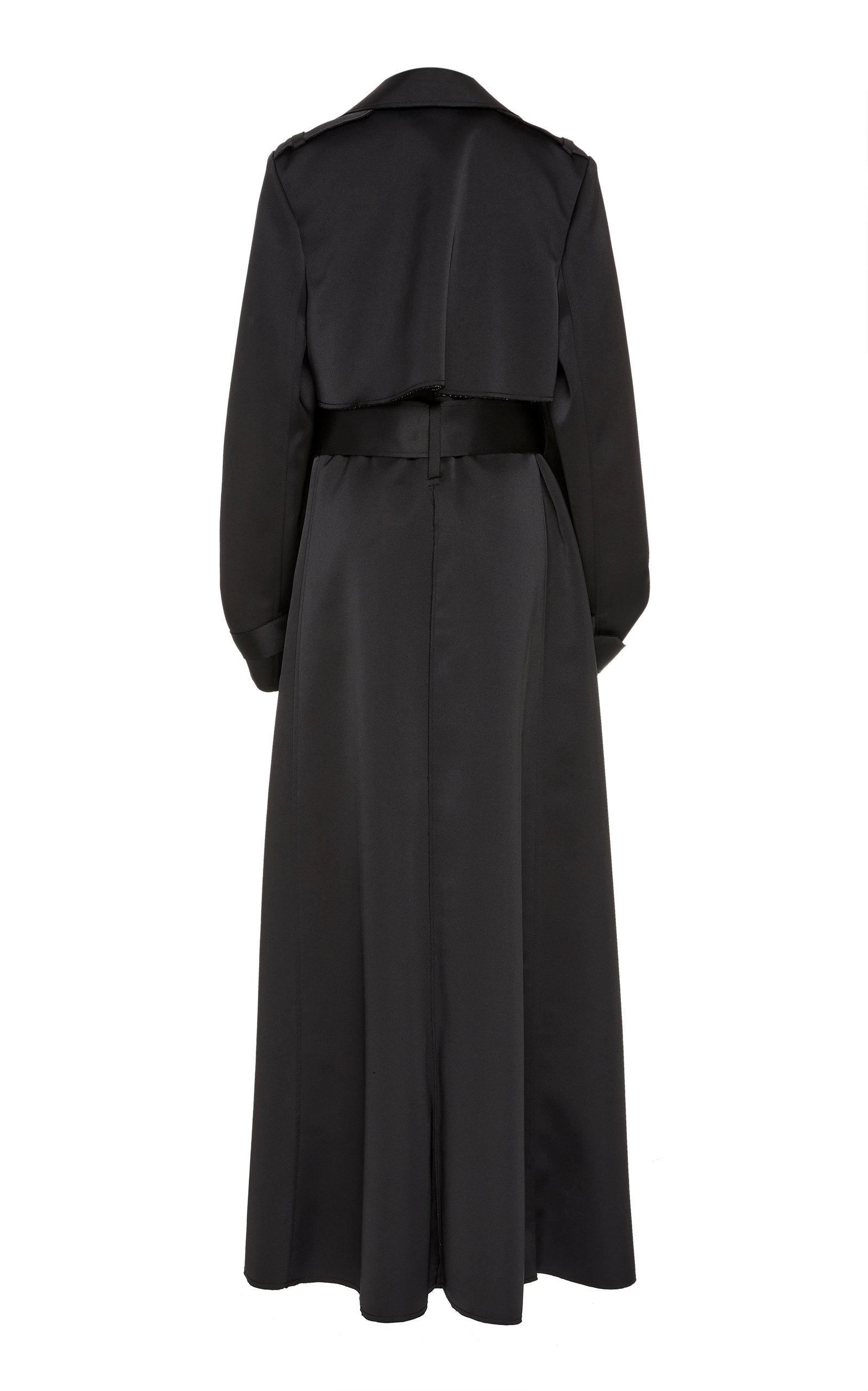 Carolina Herrera Oversized Satin Trench Coat in Black - Lyst