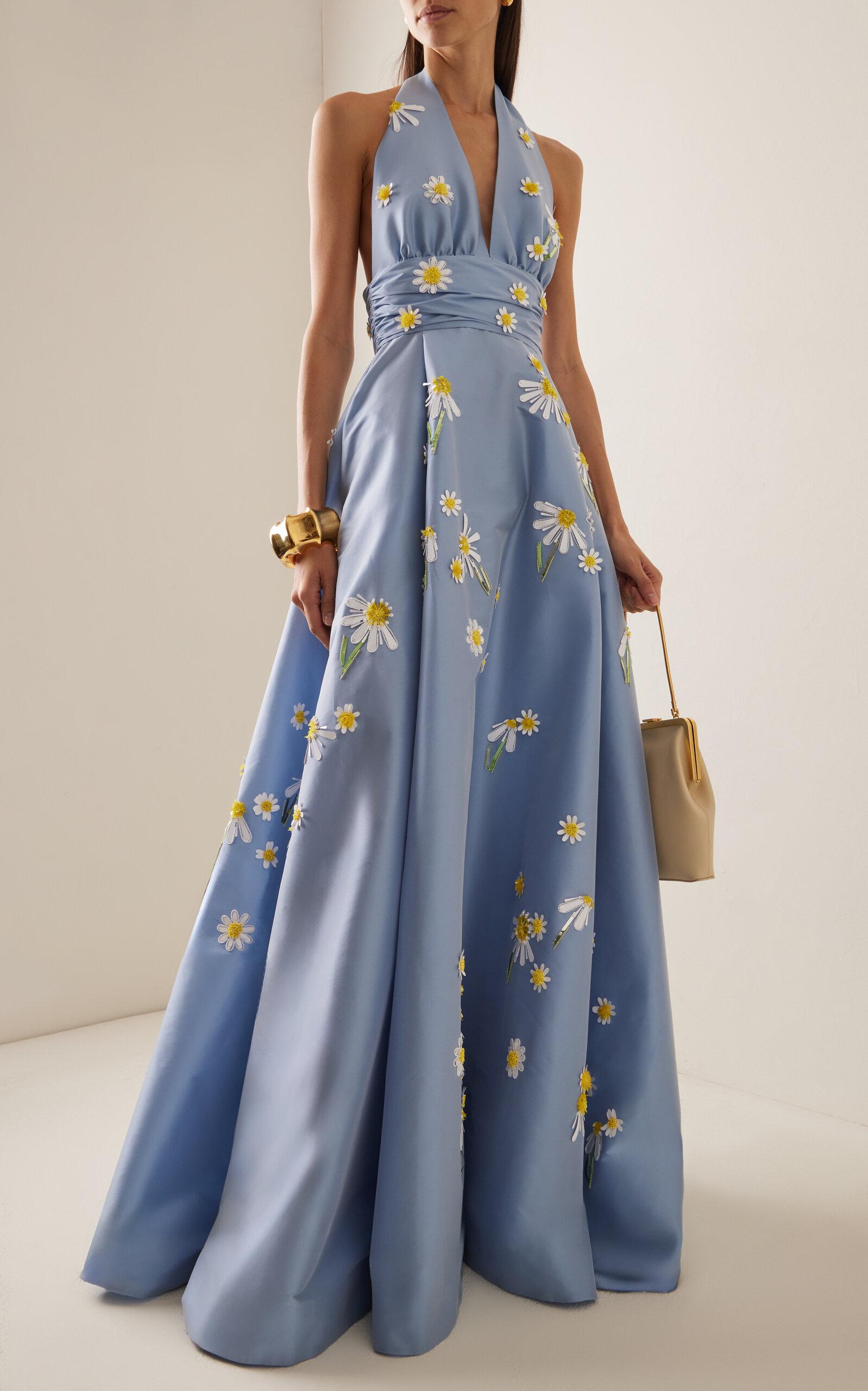 BERNADETTE Monroe Daisy-embroidered Dress in Blue | Lyst