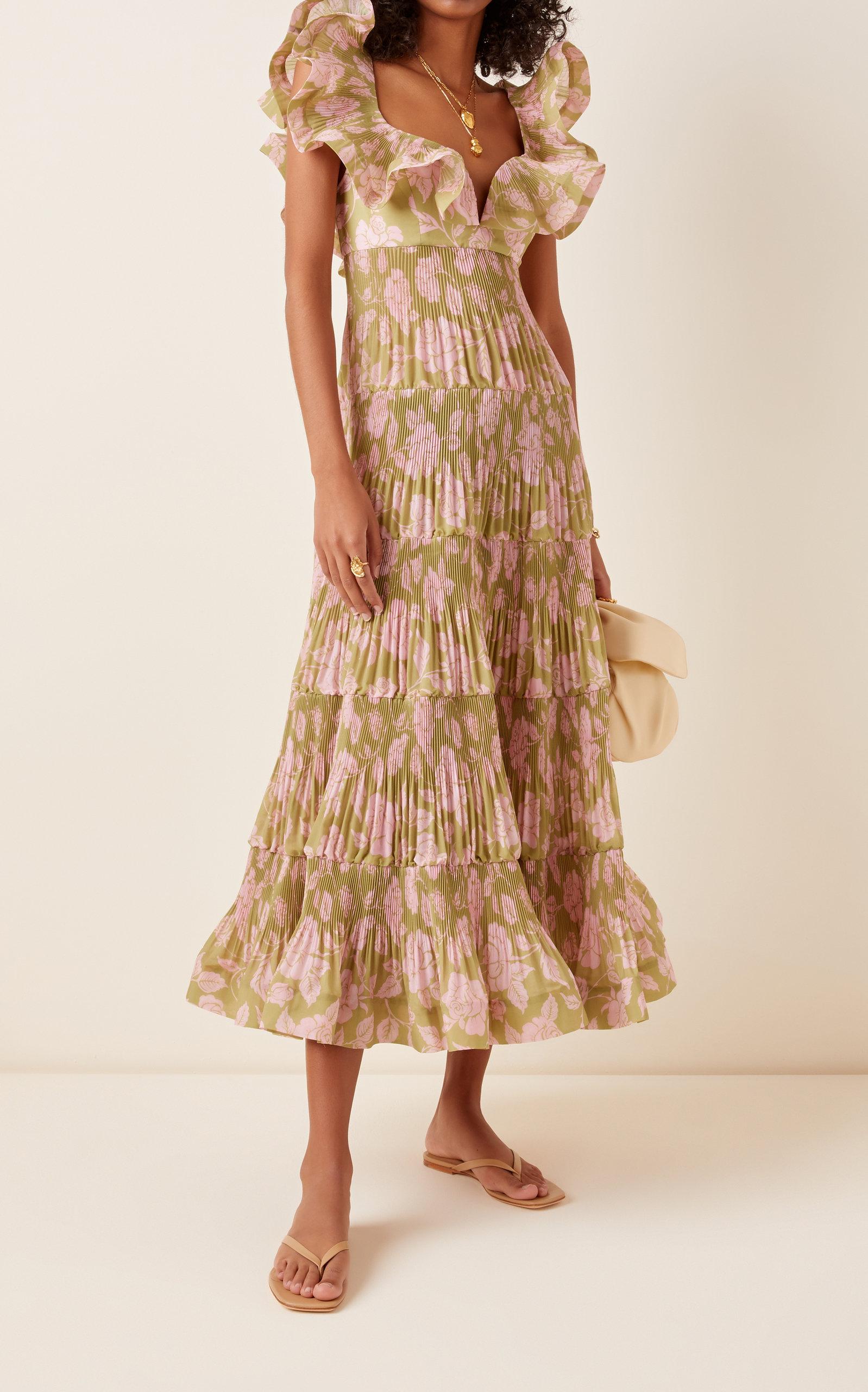 Zimmermann Synthetic The Lovestruck Pleated Ruffle Maxi Gown in Pink - Lyst