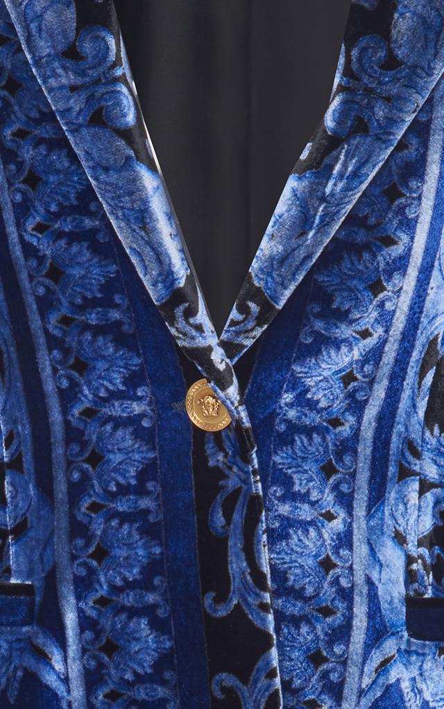 Versace Velvet Jacket in Blue Lyst