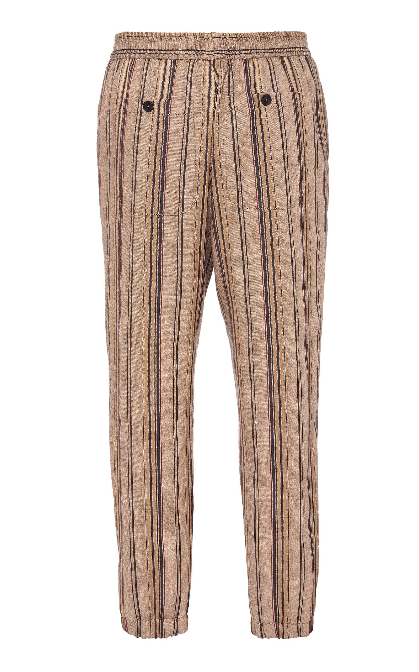 Etro Striped Cuffed Hem Trousers in Yellow for Men Lyst