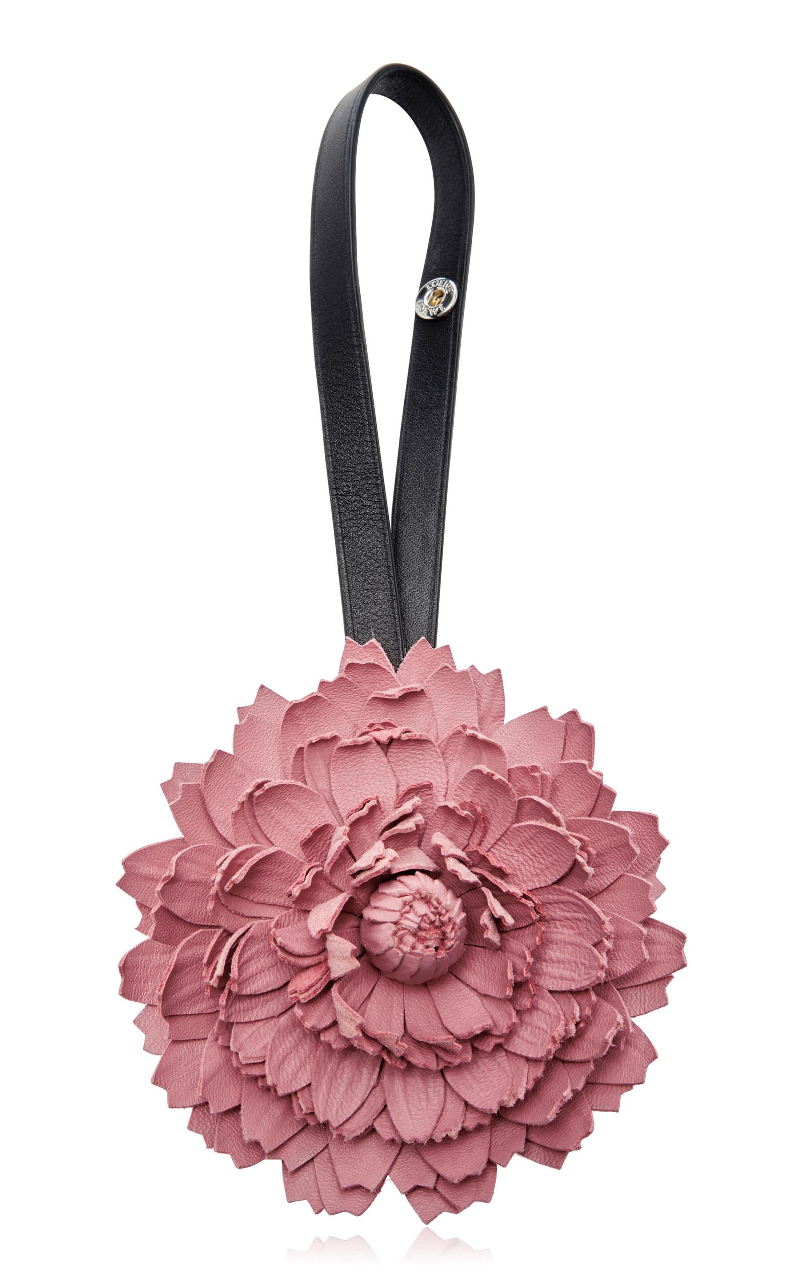 Loewe Rose Flower Leather Charm in Pink 