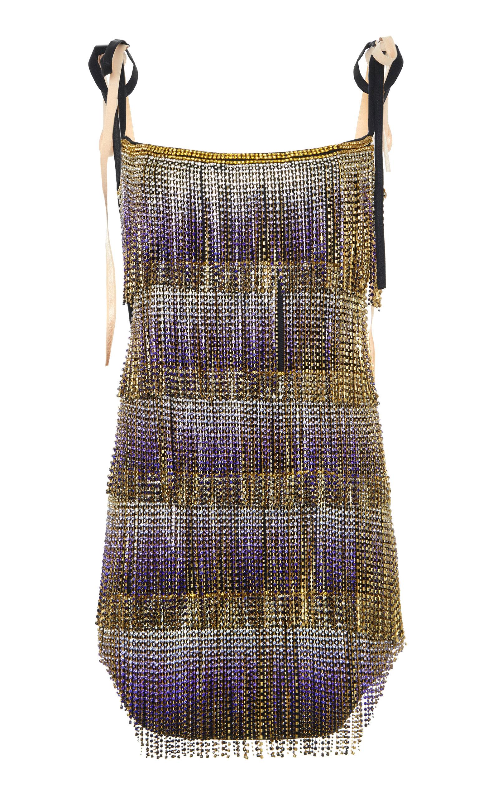 embellished fringe mini dress