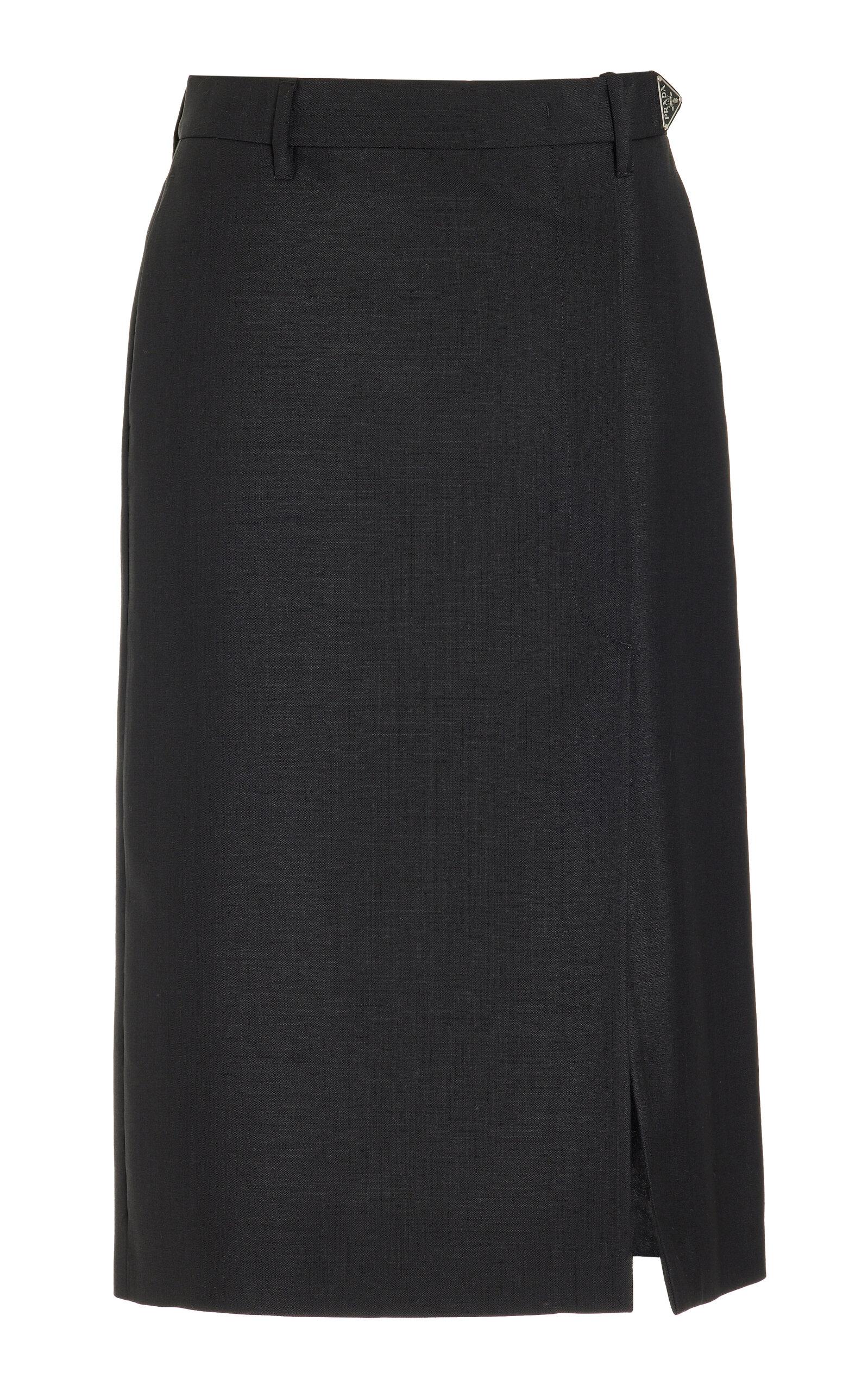 Prada Mohair Midi Skirt in Black | Lyst