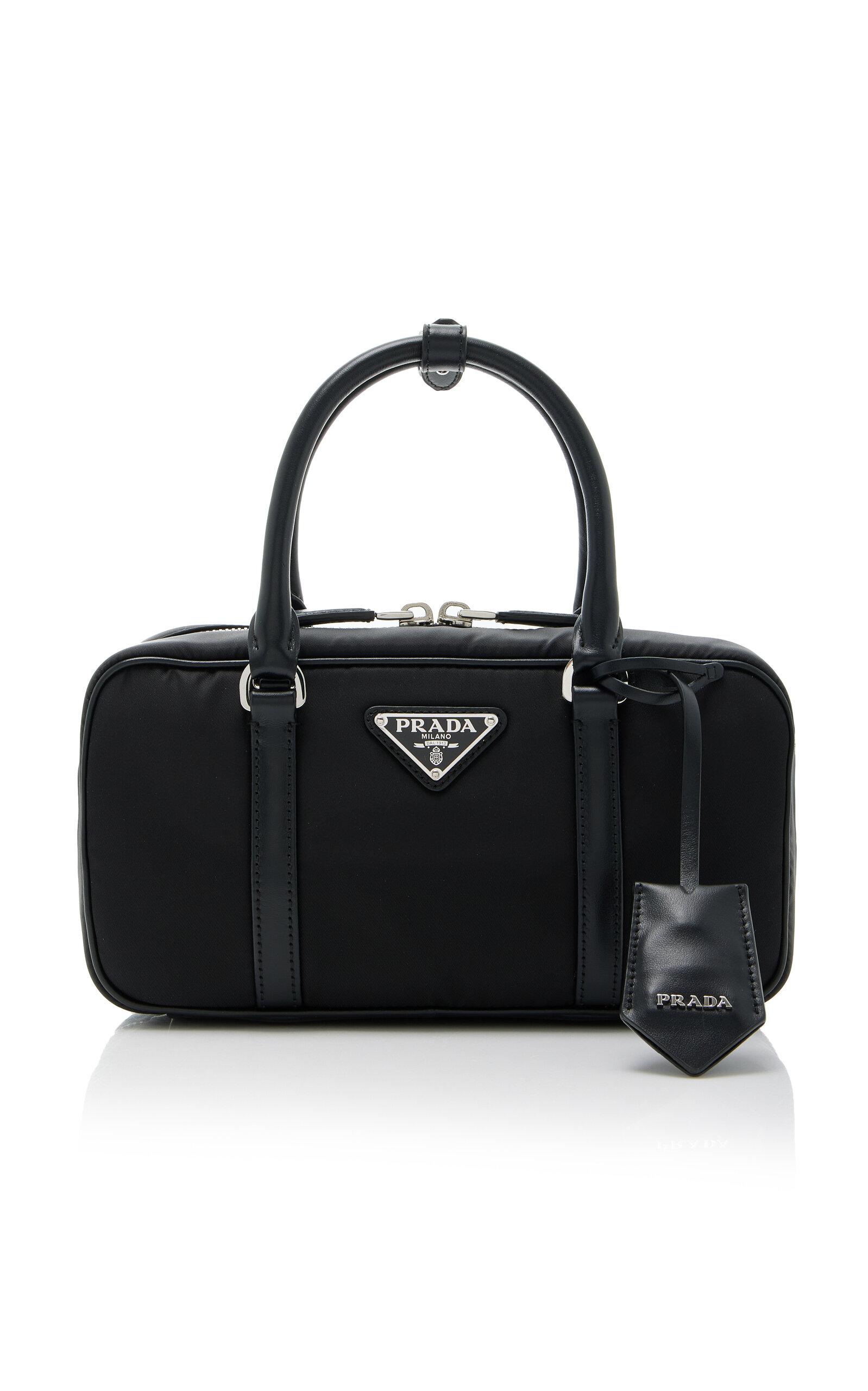 Prada Bauletto Leather-trimmed Re-nylon Top Handle Bag in Black
