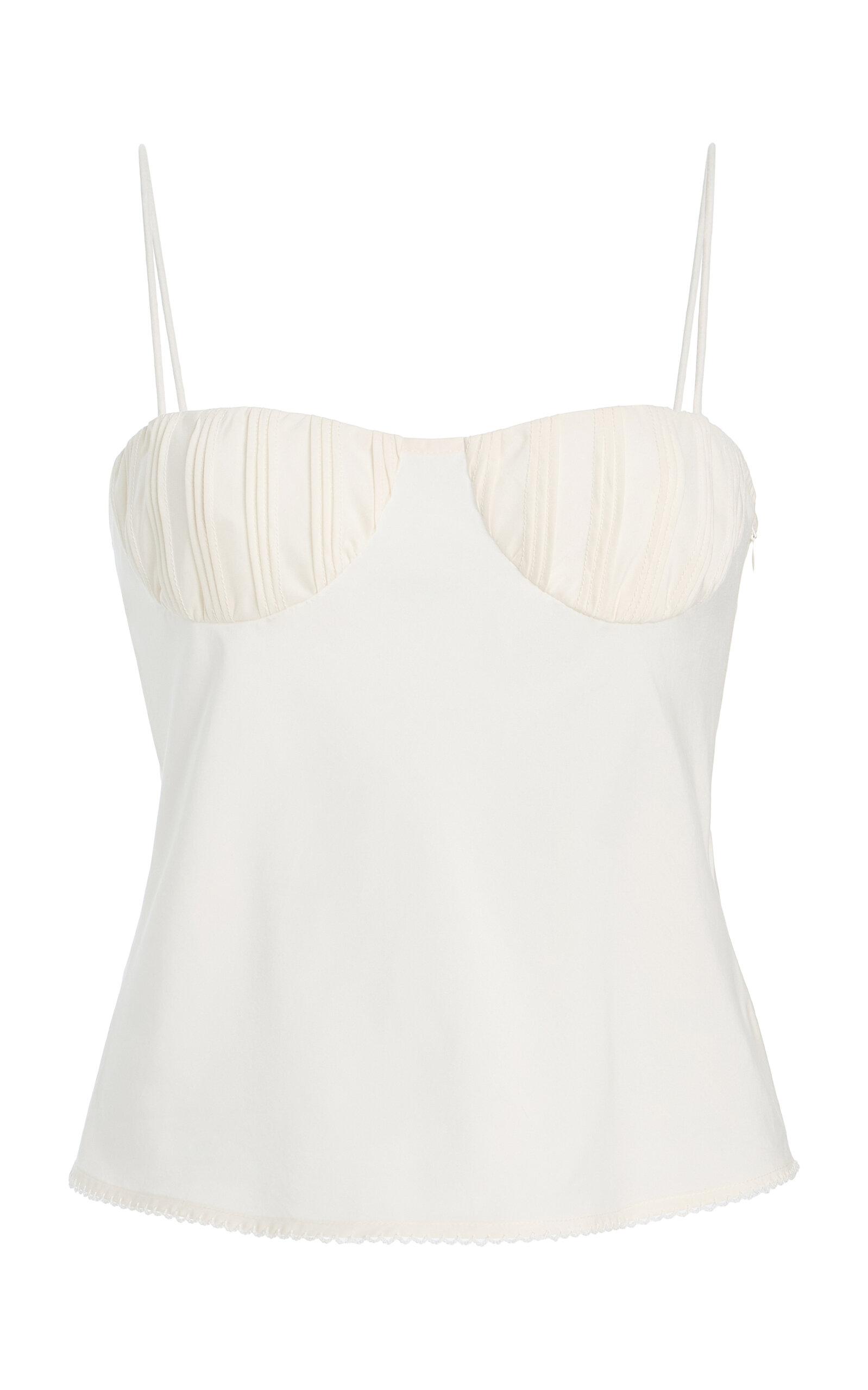 Posse Exclusive Pearl Cotton-Silk Camisole Top in White | Lyst Canada