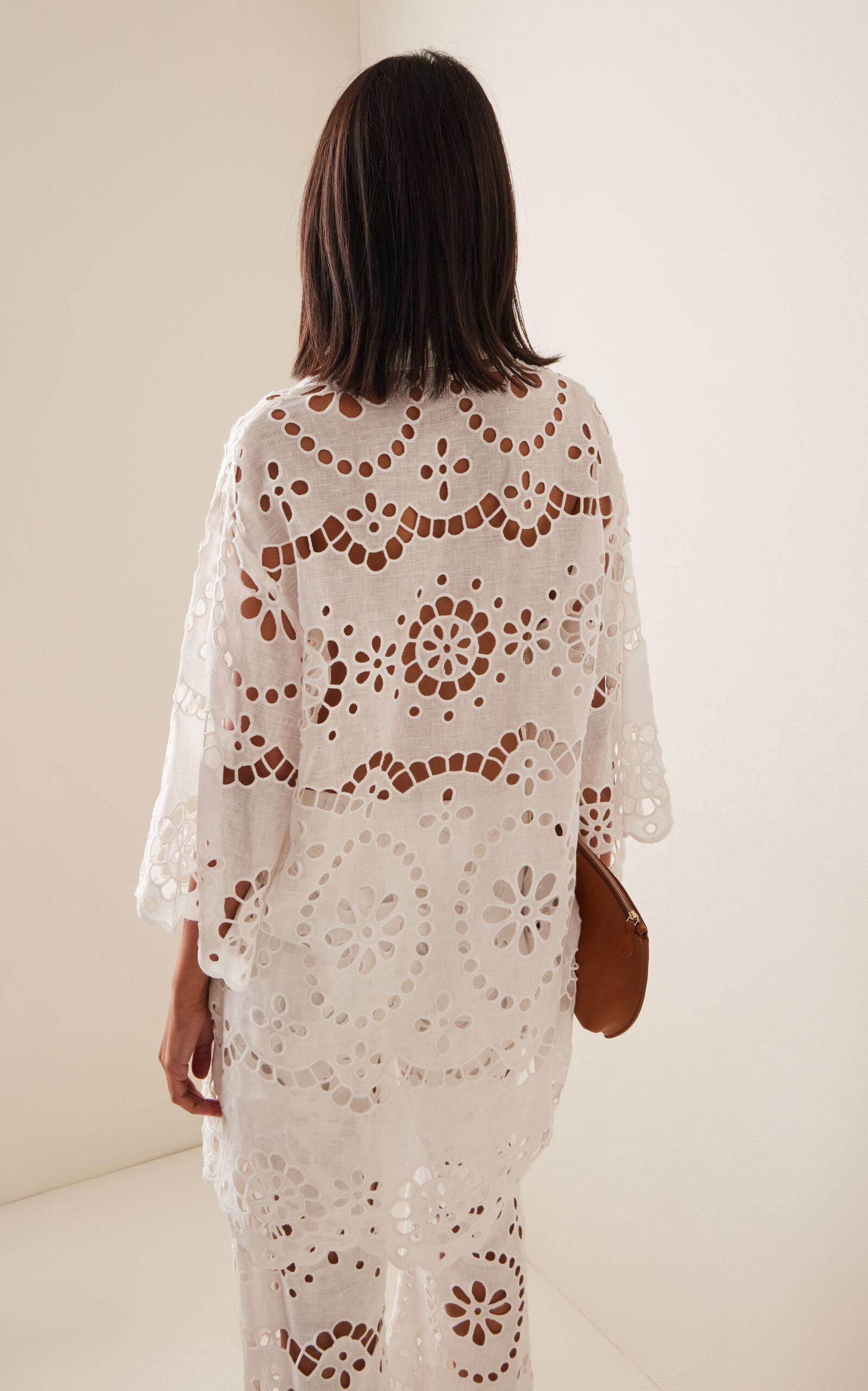 Zimmermann Lexi Lace Linen Tunic Top in White | Lyst