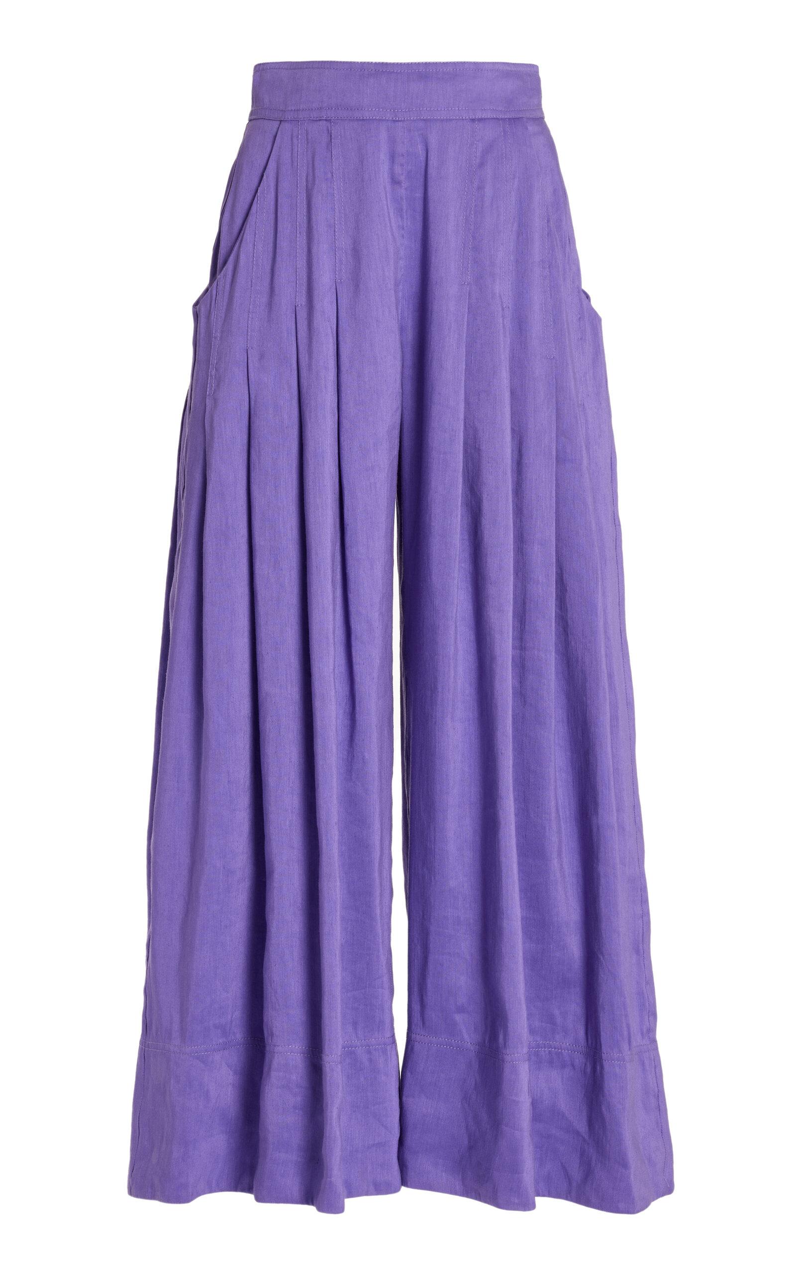 【INCHANT ME】Plum Pleated Wide Slacks JDEFEG Women Casual Pants Elastic Waist Womens Wide Leg