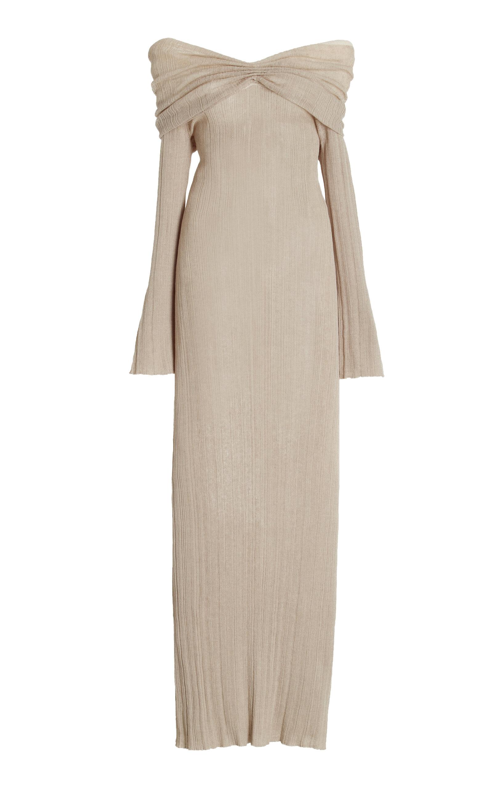 【Aya Muse】 Berinニットコットンブレンド maxiドレス Aya Muse White Berin Maxi Dress - Fabric of Society
