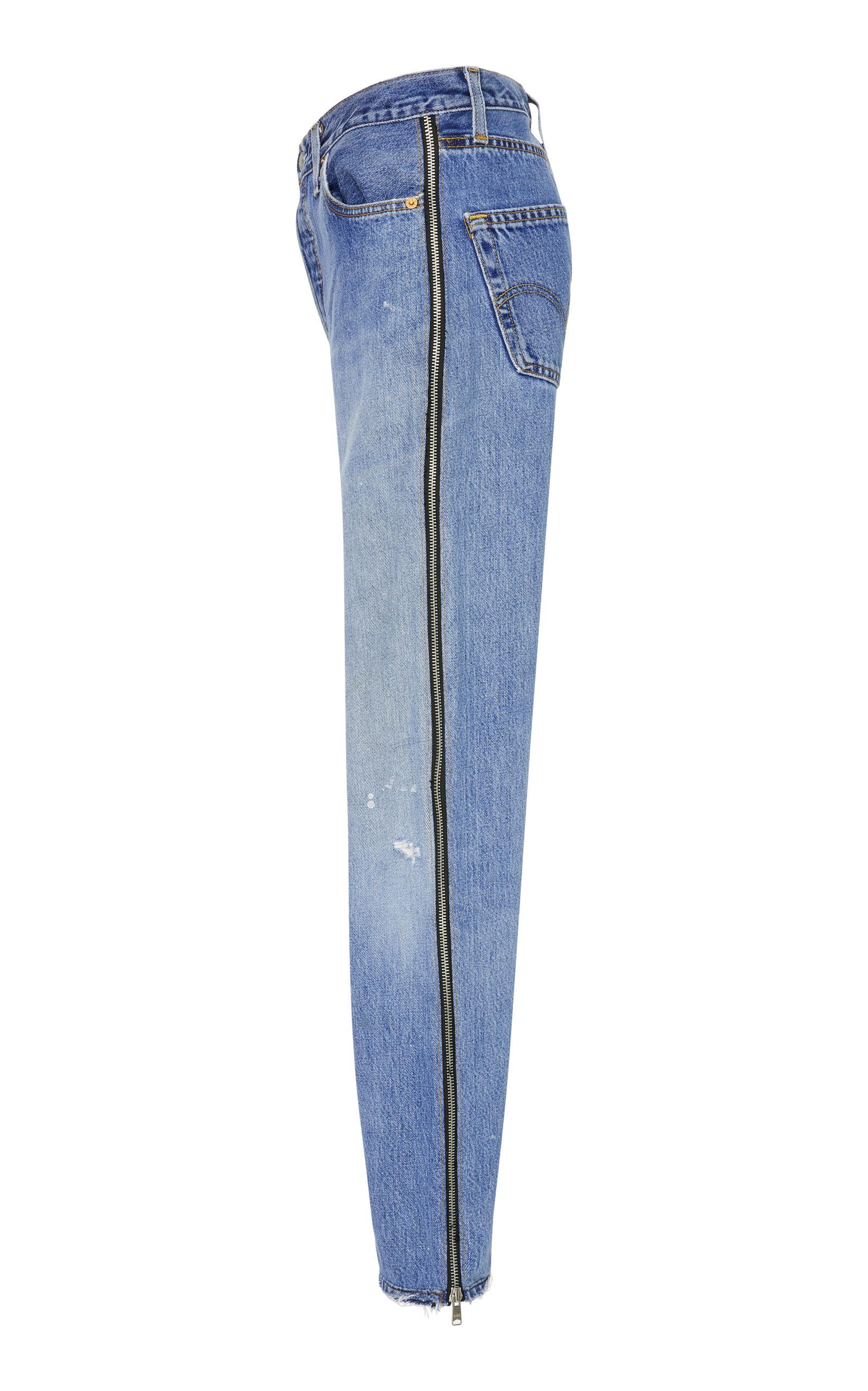 RE/DONE Side Zip High-rise Straight Leg Jeans in Blue | Lyst