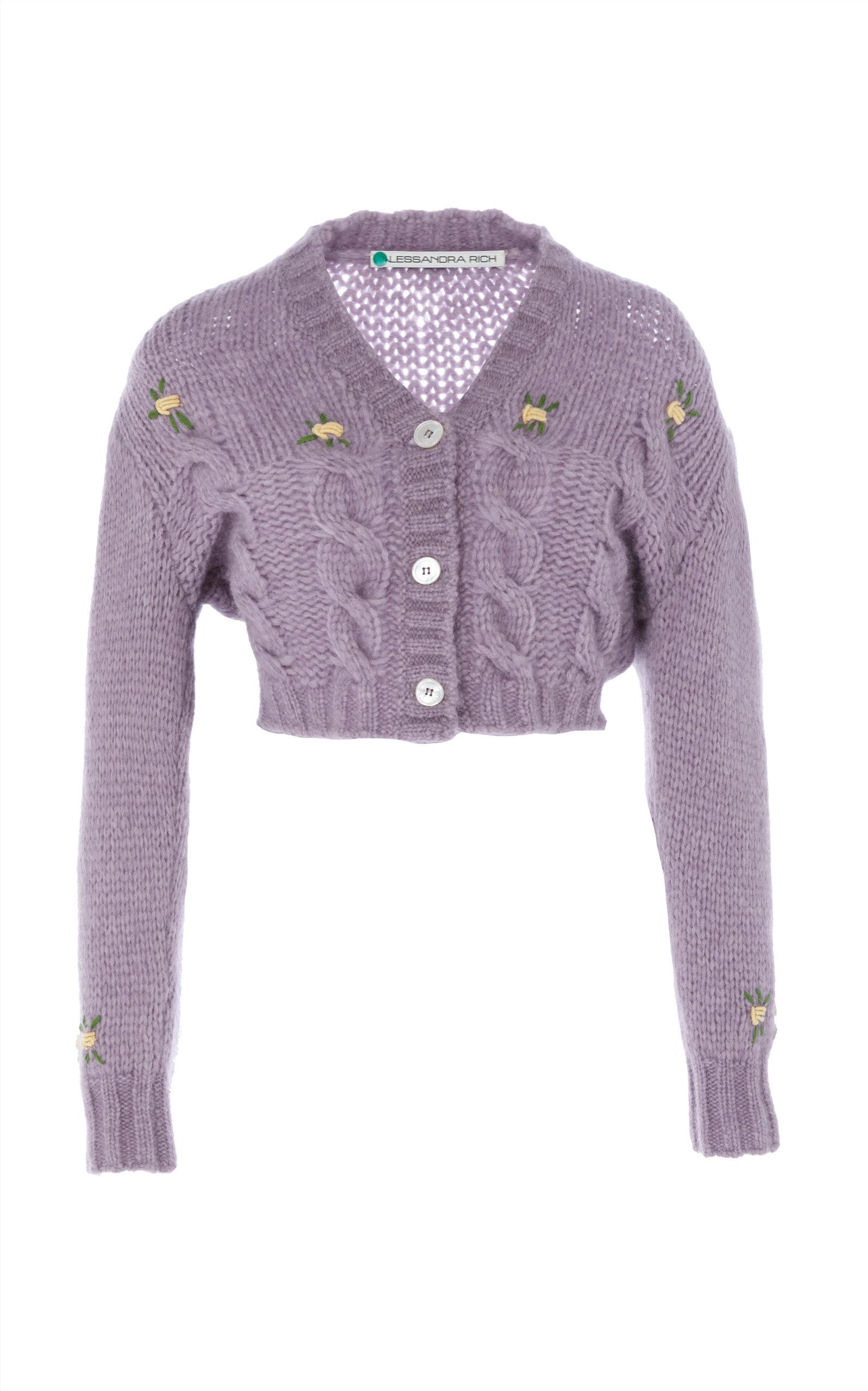 purple cardigan cropped