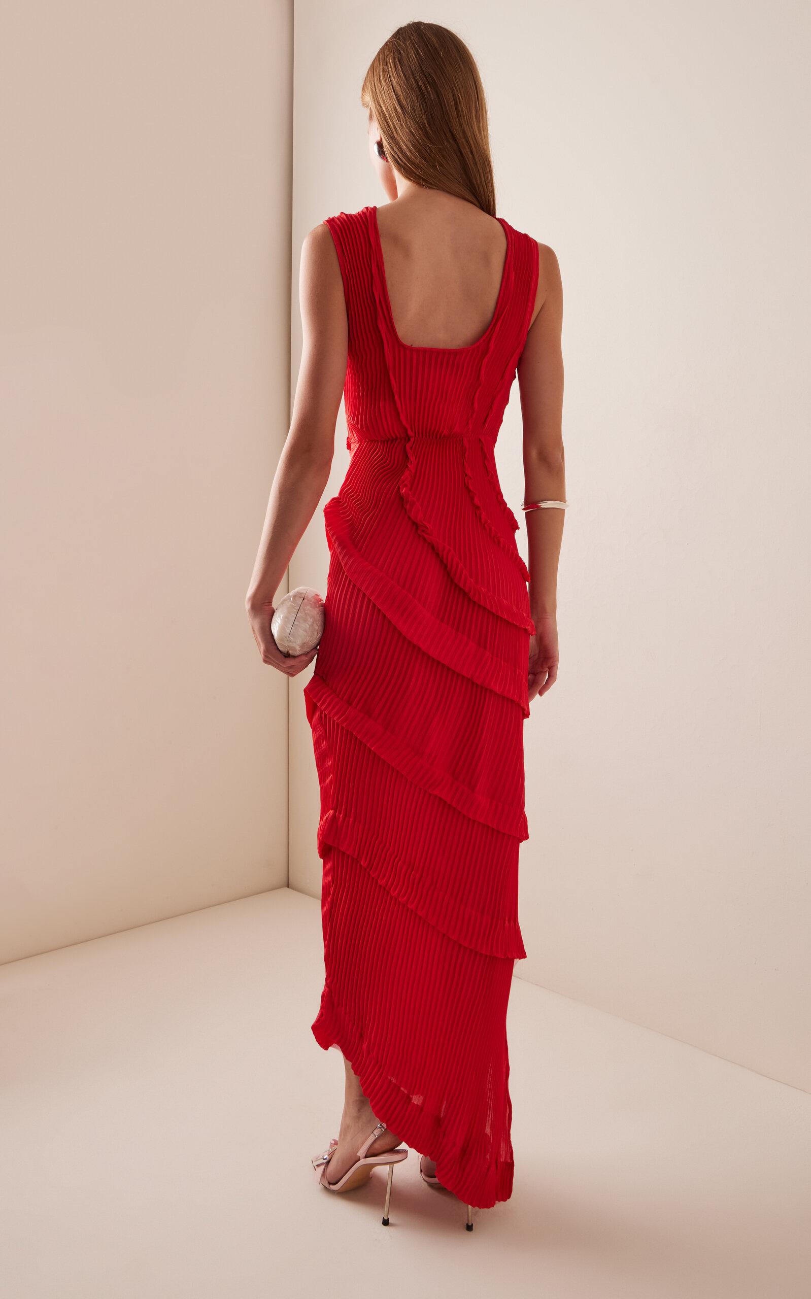 Riu ♡ Frill bolero pleats dress Georgia Hardinge Opal Ruffled Plissé-chiffon Maxi Dress in