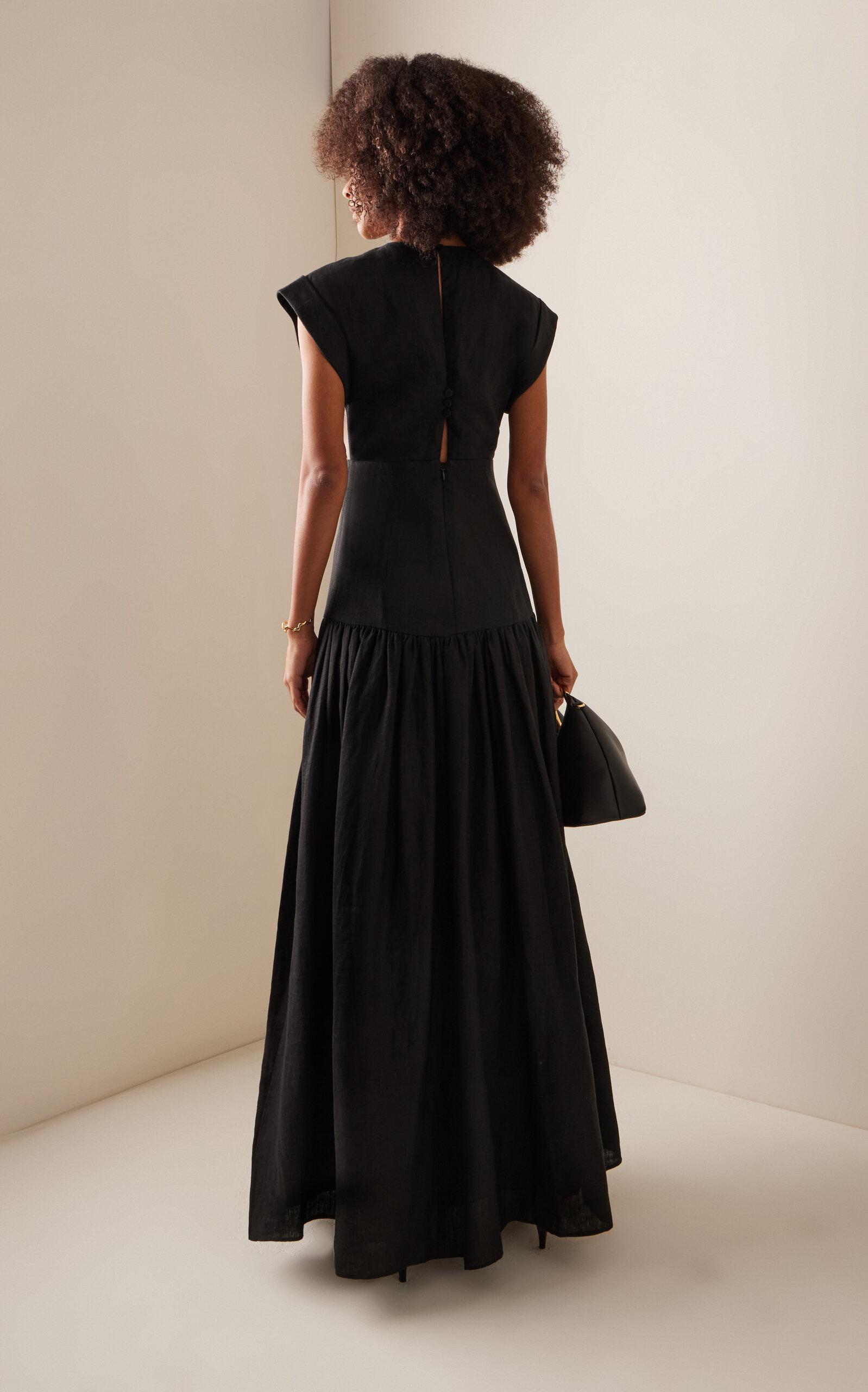 Silvia Tcherassi Hanane Embroidered Cutout Linen Maxi Dress in Black | Lyst