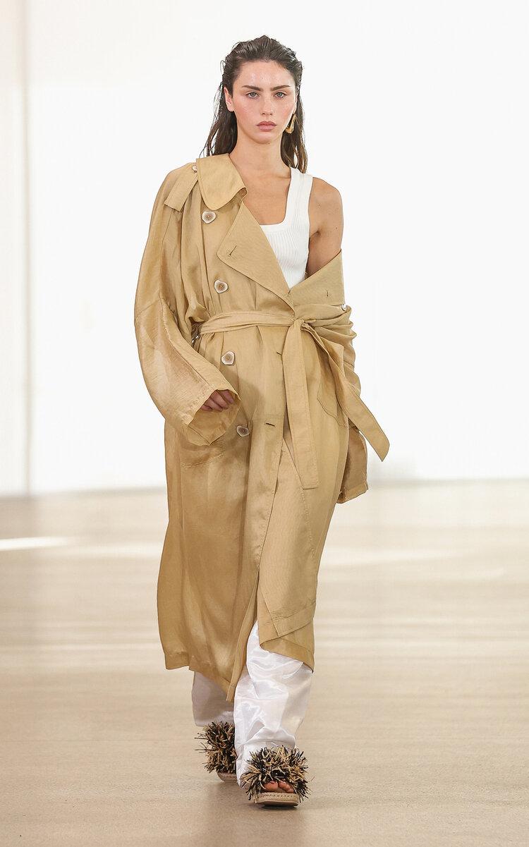 Aje. Harmony Sheer Trench Coat in Natural | Lyst
