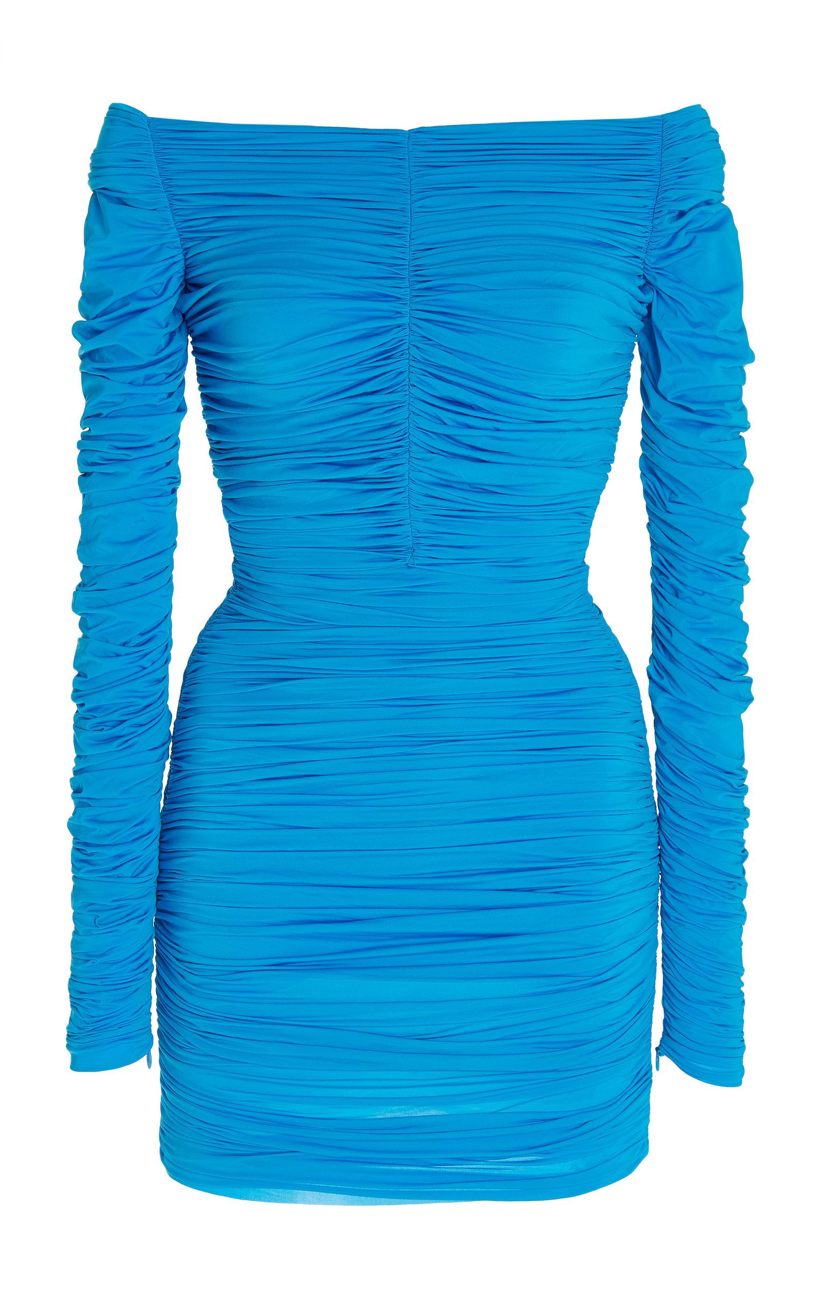 Alex Perry Hadley Off-the-shoulder Ruched Mini Dress in Blue | Lyst
