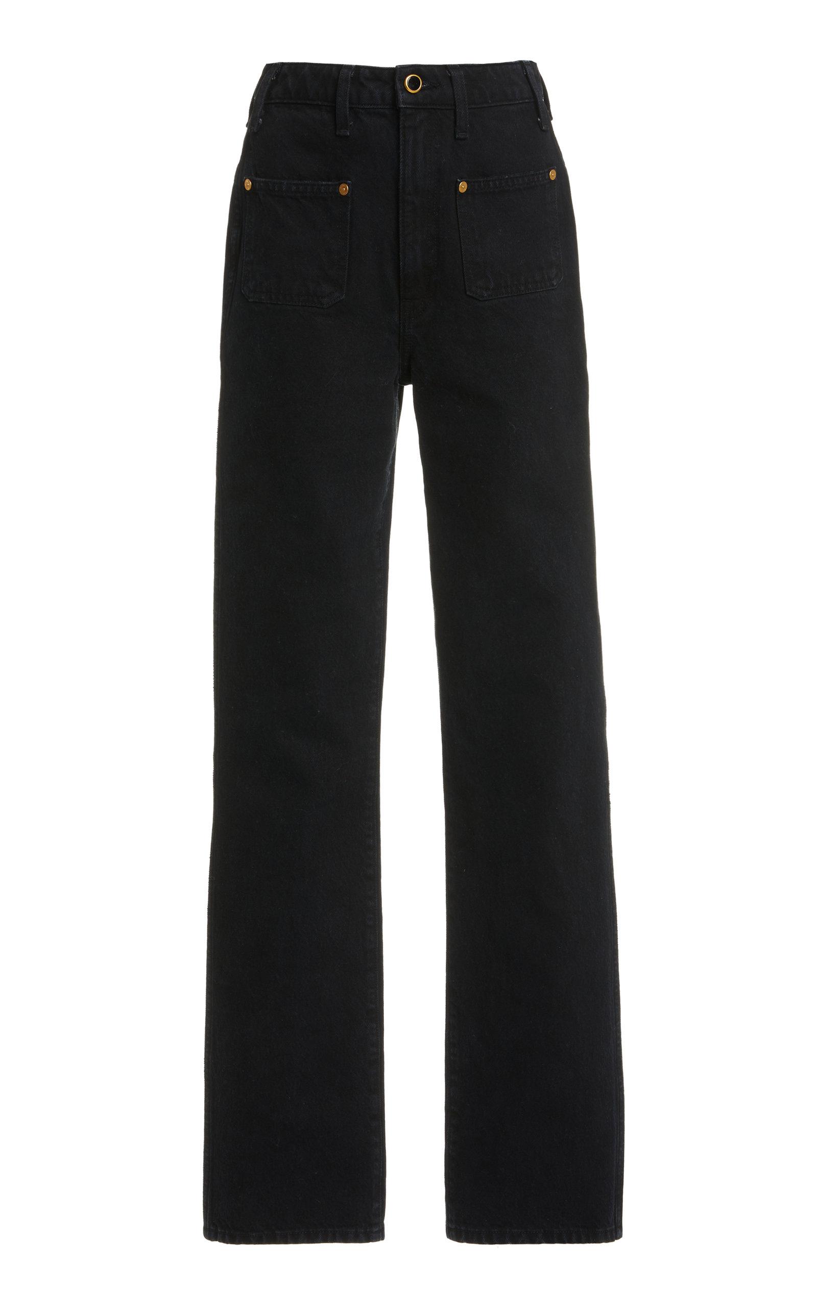 Khaite Denim Isabella Rigid High-rise Straight-leg Jeans, Plain Pattern in  Black - Lyst