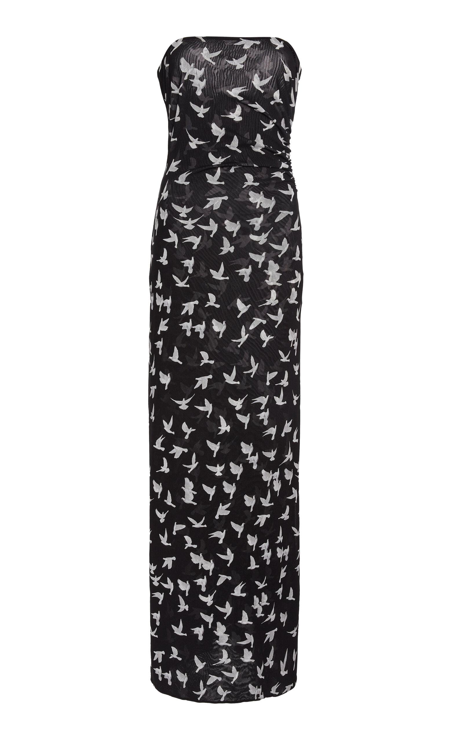 Stella McCartney Ruched Mesh-Jersey Maxi Dress in White | Lyst