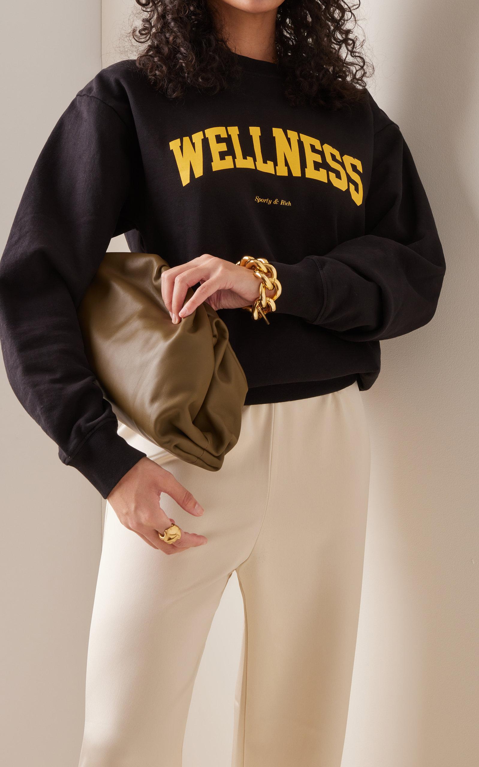 Sporty & Rich Wellness Ivy Cotton Sweatshirt in Black | Lyst