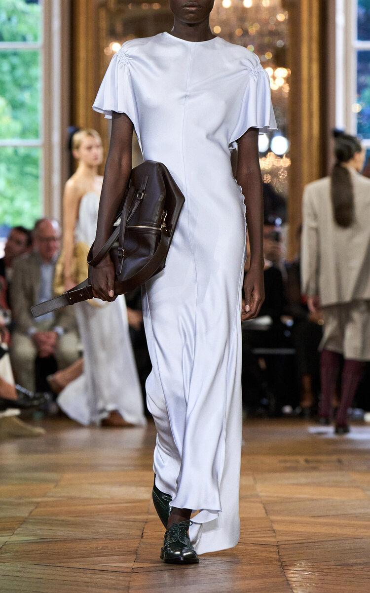 victoria beckham white midi dress Gathered midi dress in white - Victoria Beckham