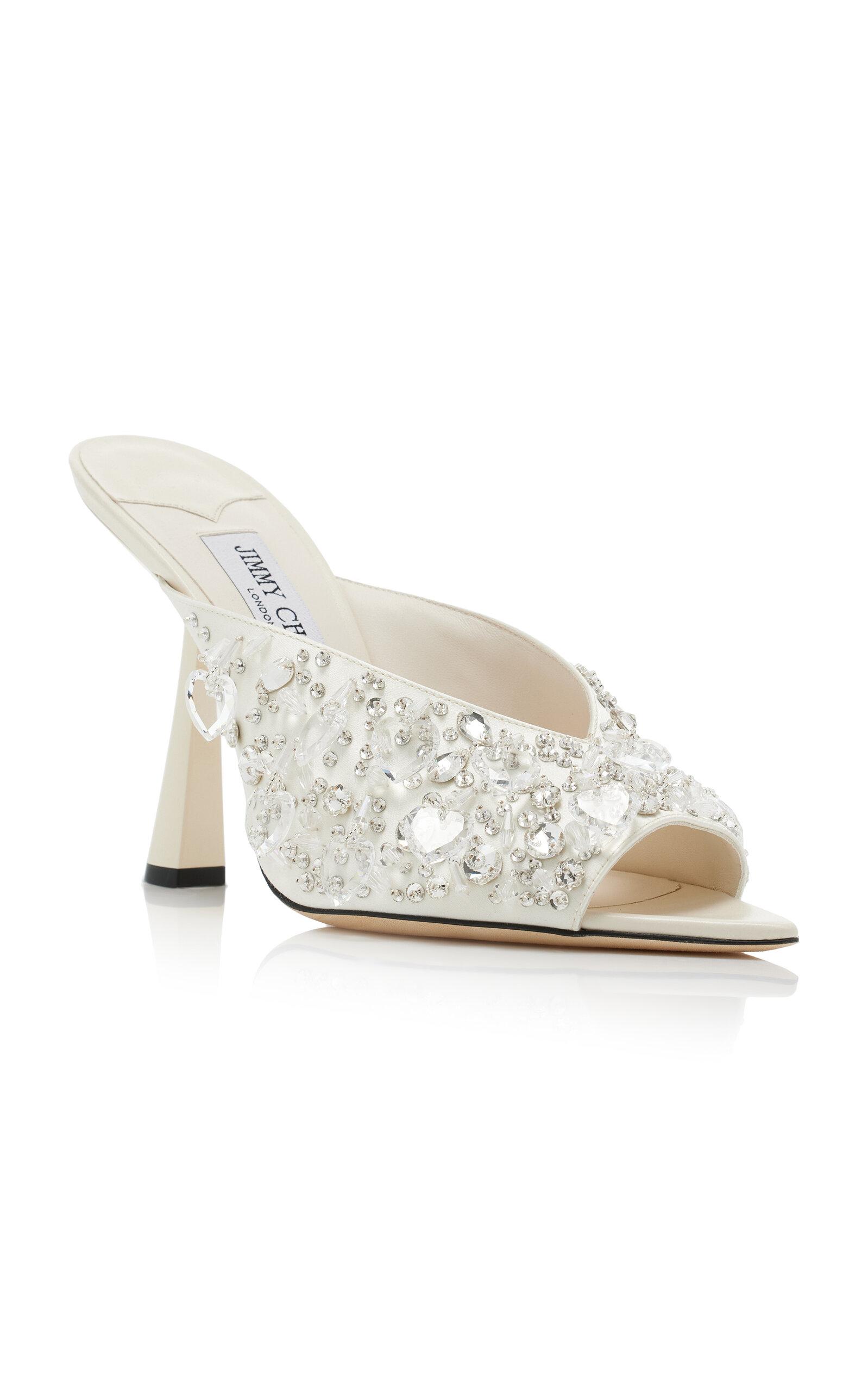 JIMMY CHOO Maryanne Mule 100 サテン クリスタル ミュール Maryanne Mule 100 | Ivory Satin Crystal Sandals | JIMMY CHOO
