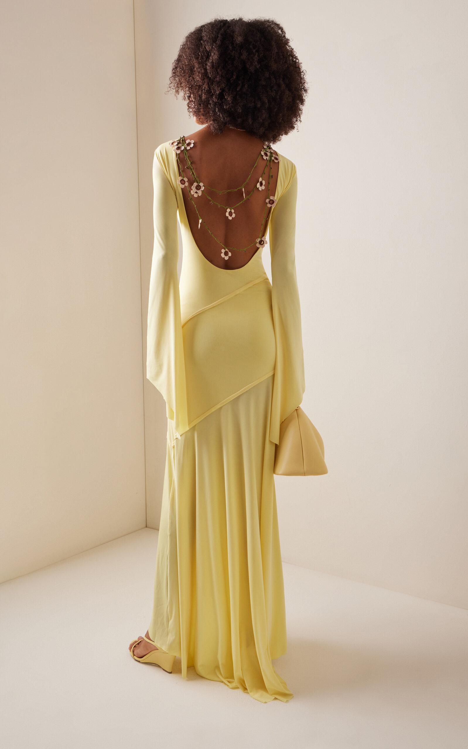 Siedres Exclusive Alin Open-back Jersey Maxi Dress in Yellow | Lyst