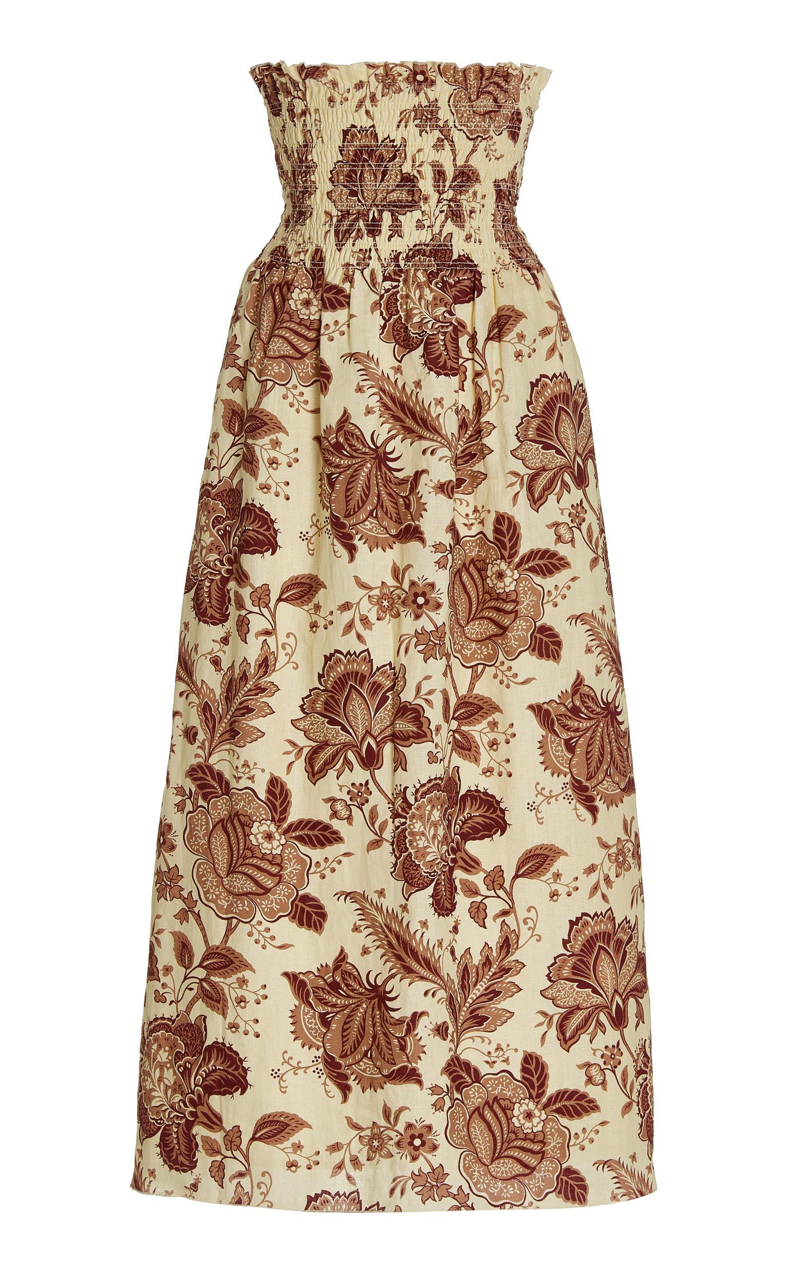 knee length dresses for ladies Sarina Linen-Blend Floral Maxi Dress