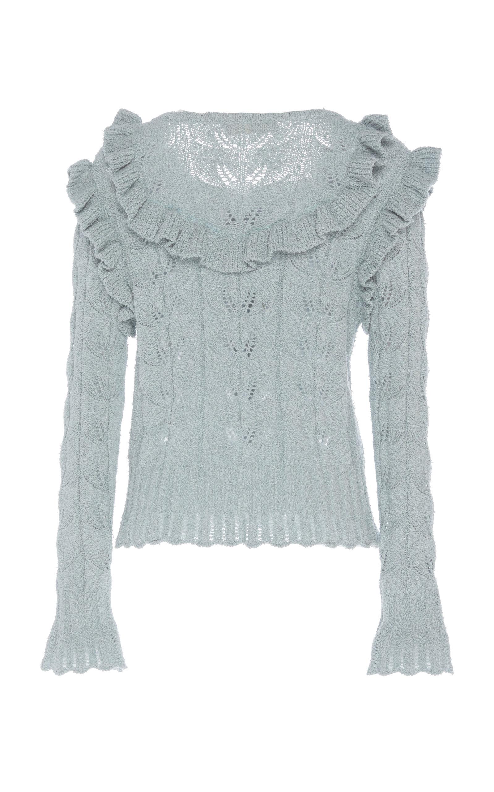 green ruffle cardigan