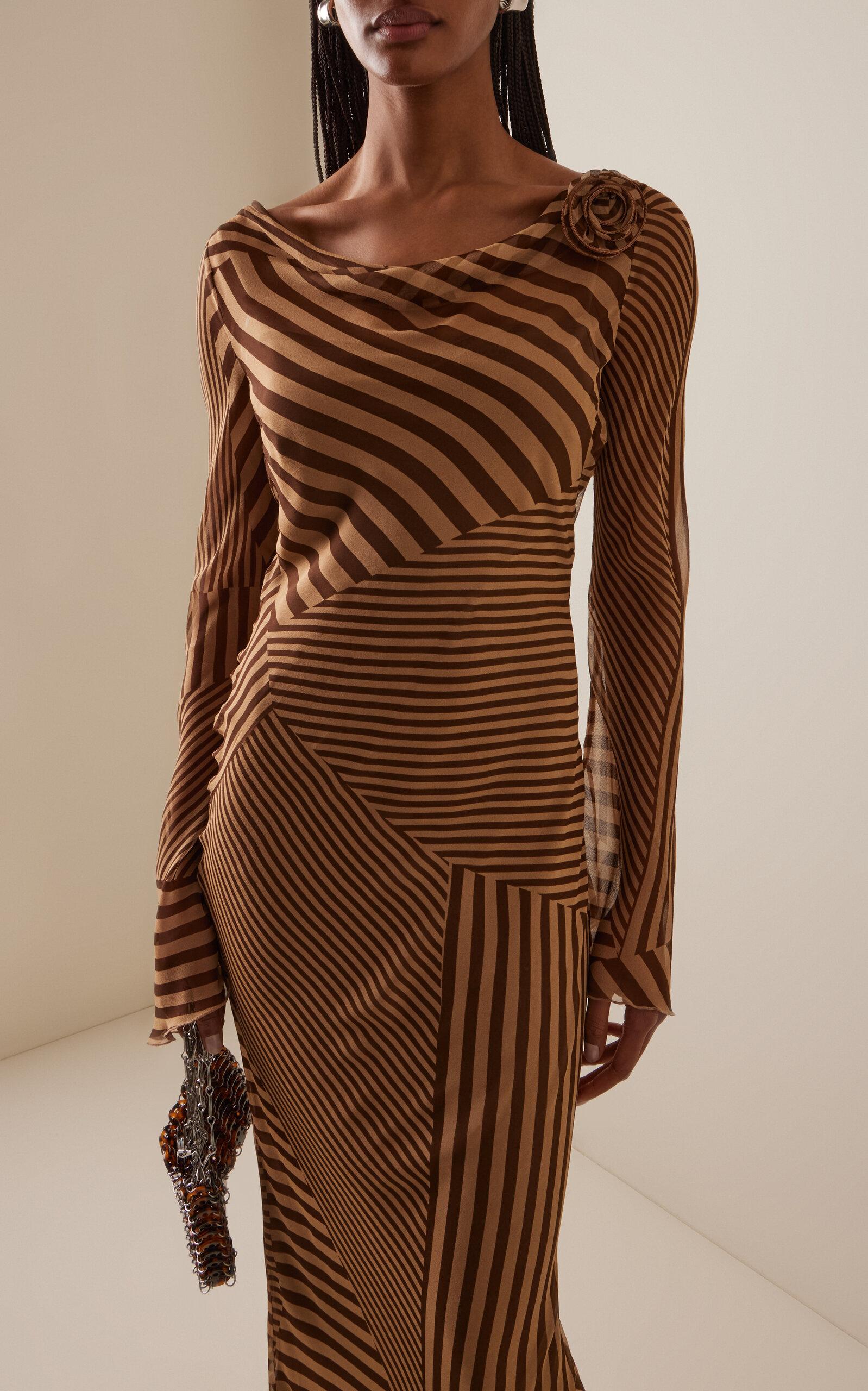 de la vali gracia striped silk-chiffon midi dress GRACIA MIDI DRESS IN VIVID STRIPE SILK CHIFFON DE LA VALI OFFICIAL