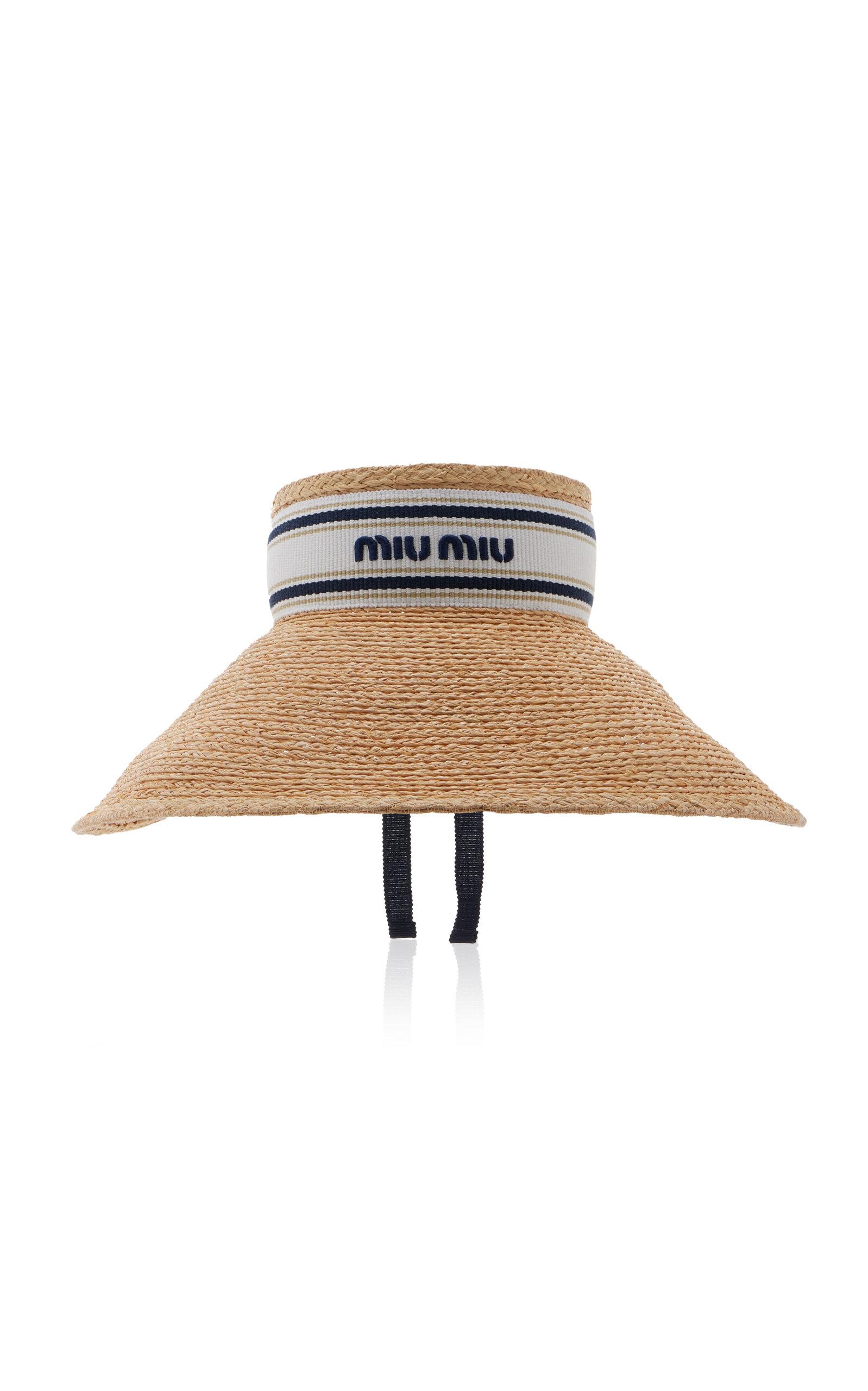 Miu Miu Wide Woven Raffia Visor in Natural | Lyst