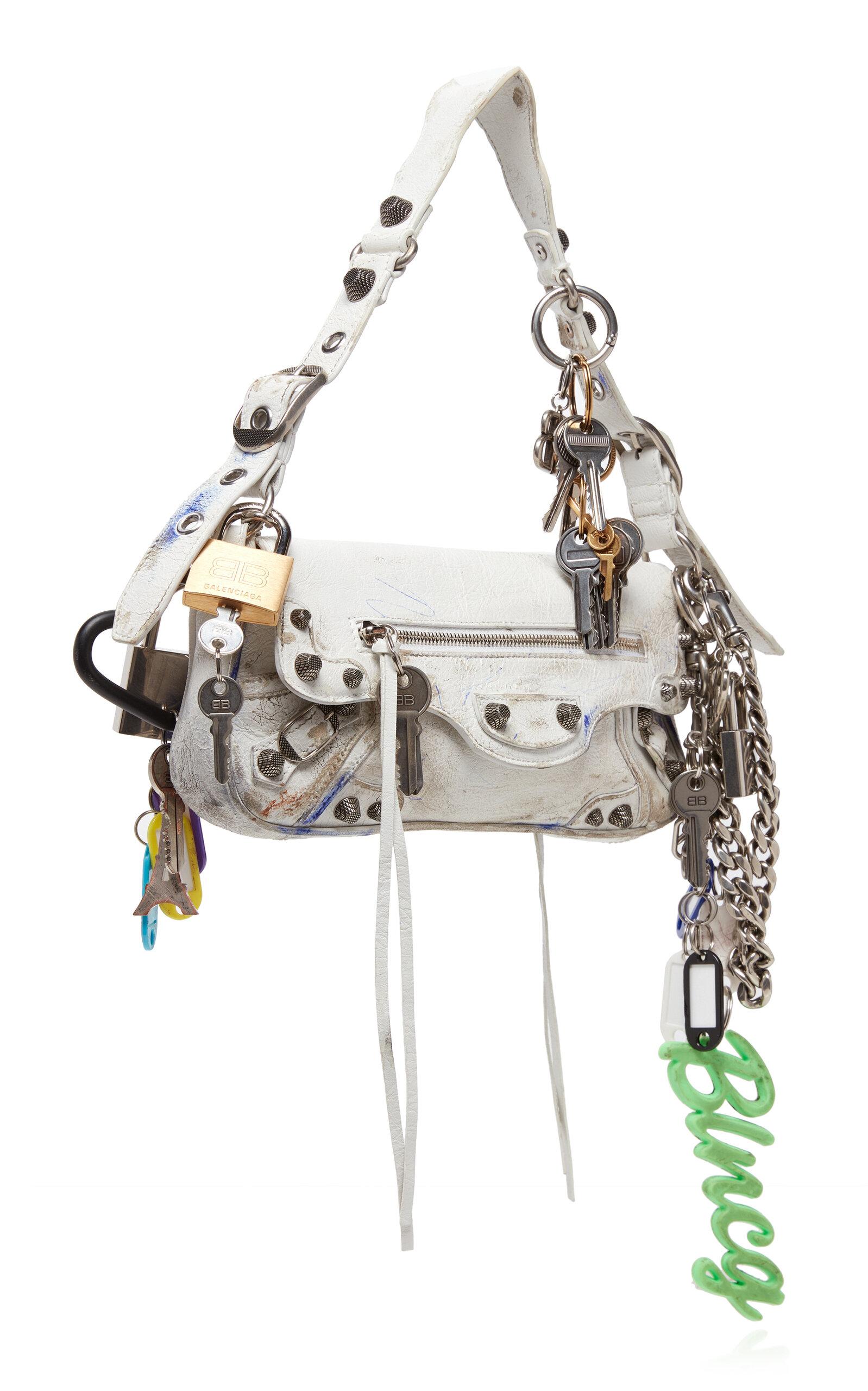 Balenciaga Le Cago Charm-detailed Leather Shoulder Bag in White | Lyst