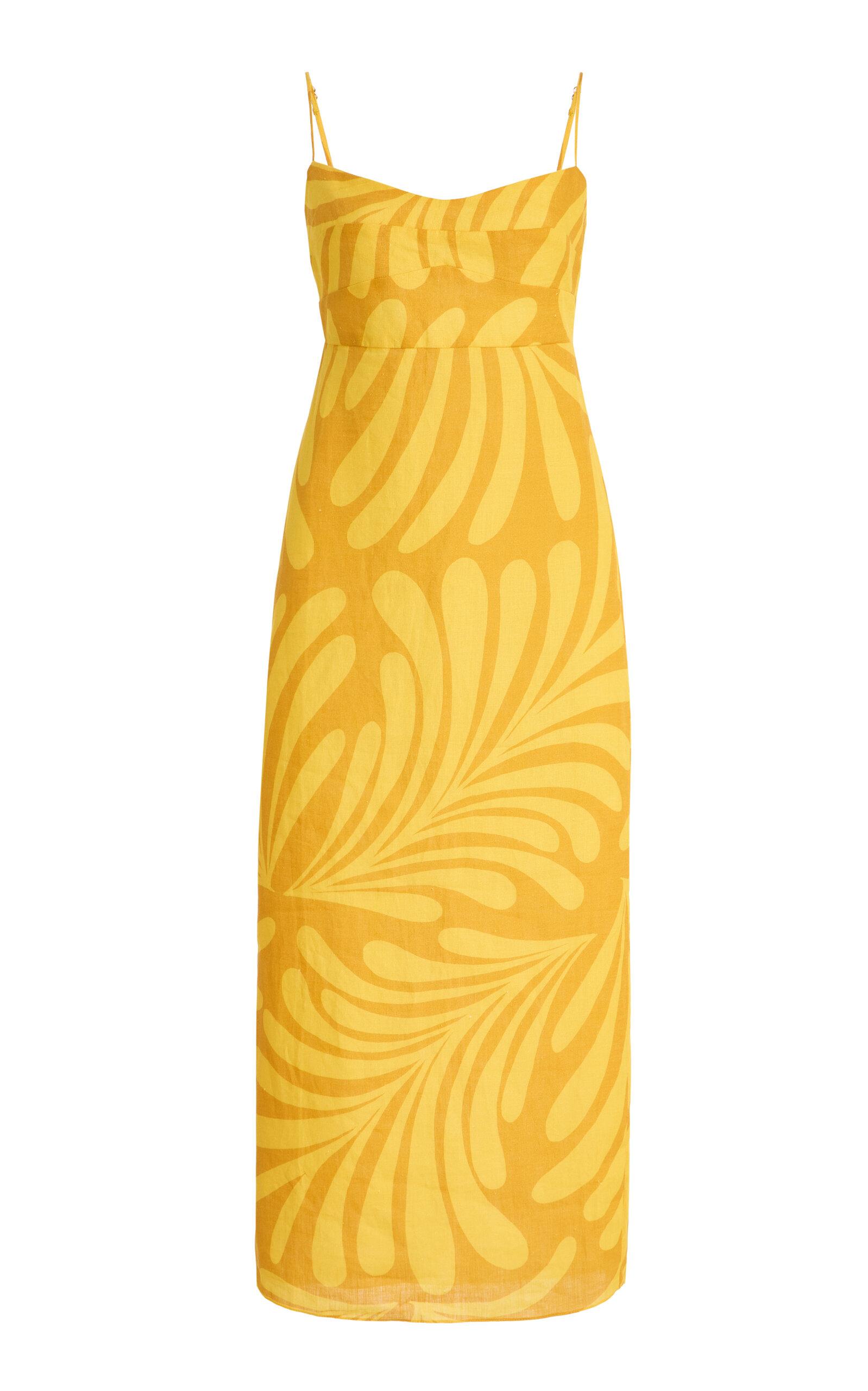 Cala De La Cruz Exclusive Paloma Linen Midi Dress in Yellow | Lyst Cala De La Cruz Exclusive Paloma Linen Midi Dress in Yellow | Lyst