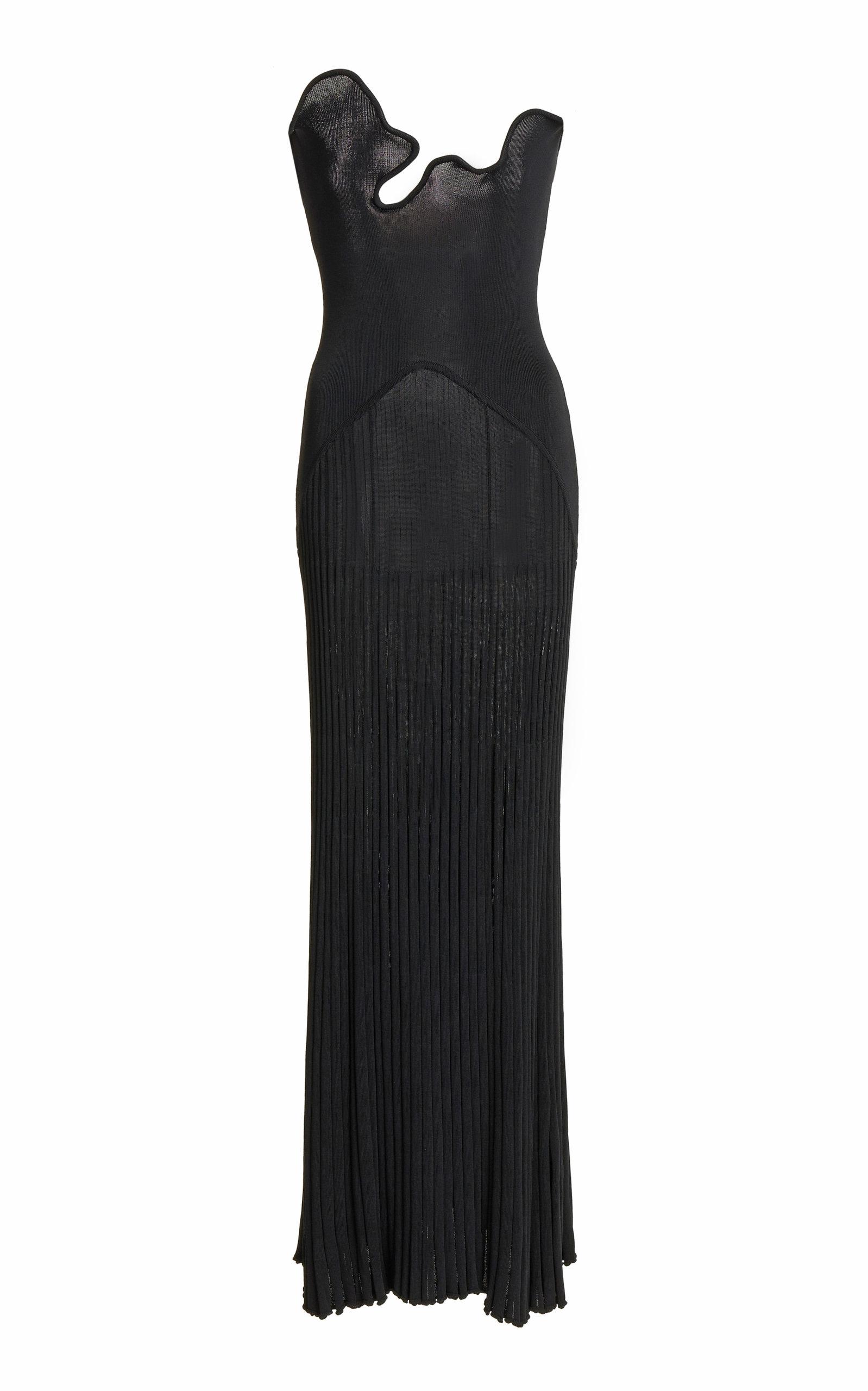 Christopher Esber Sculptured Pleated Rib Maxi Dress in Black | Lyst