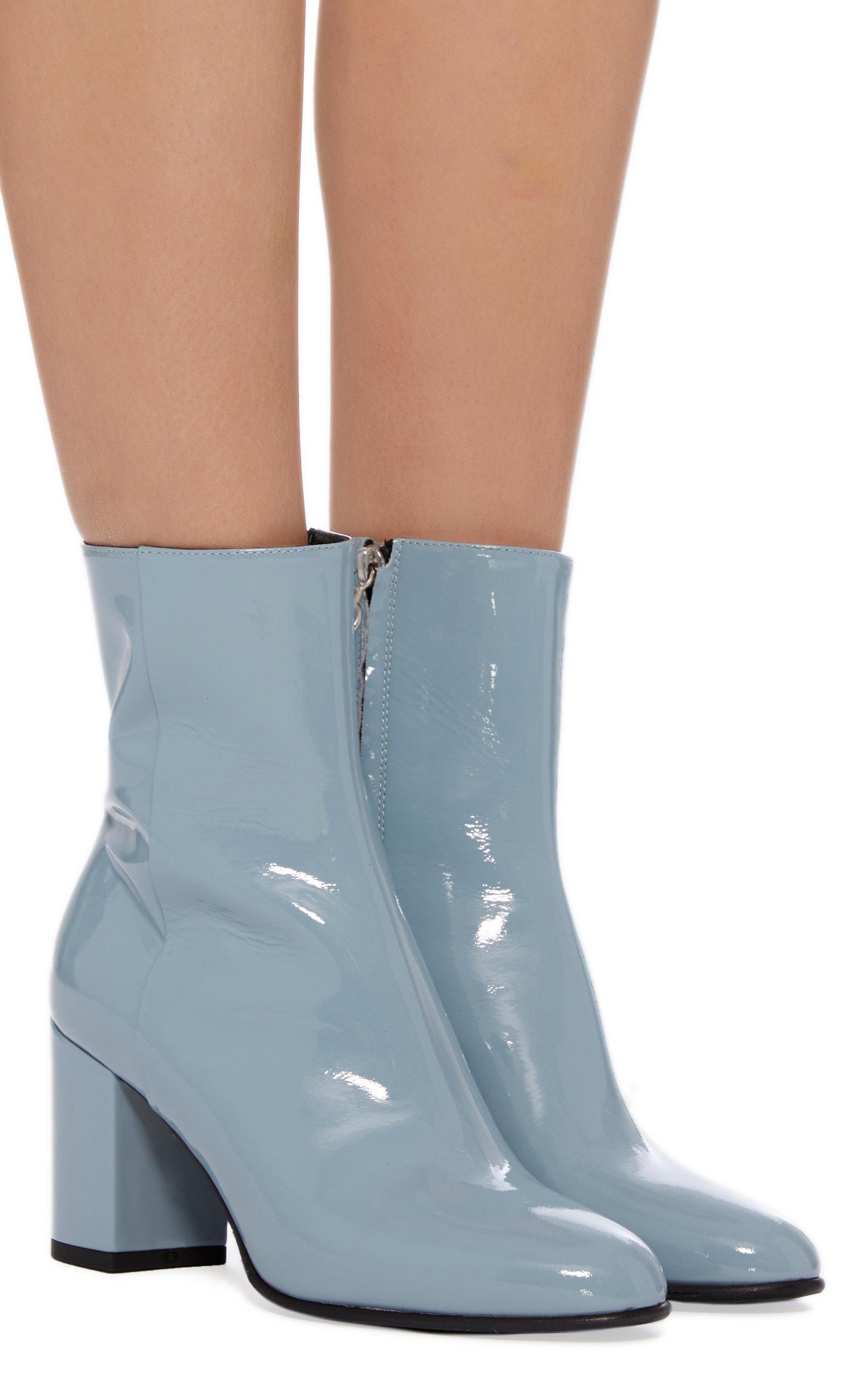 blue patent boots