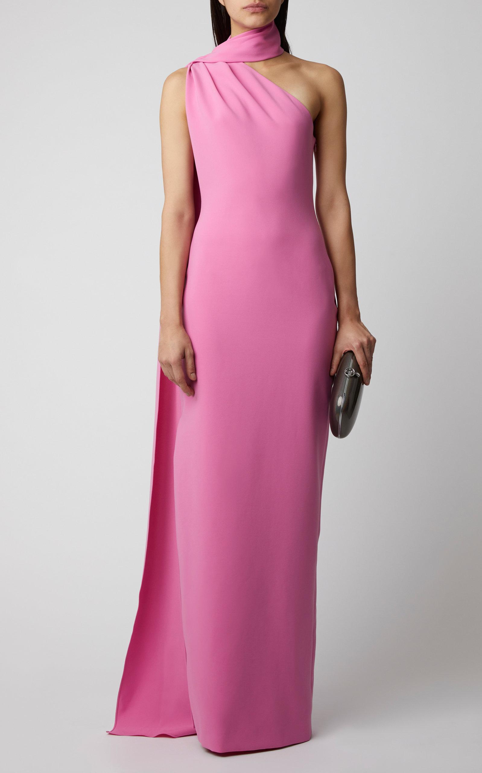 Brandon Maxwell Asymmetric Sash Gown in Pink