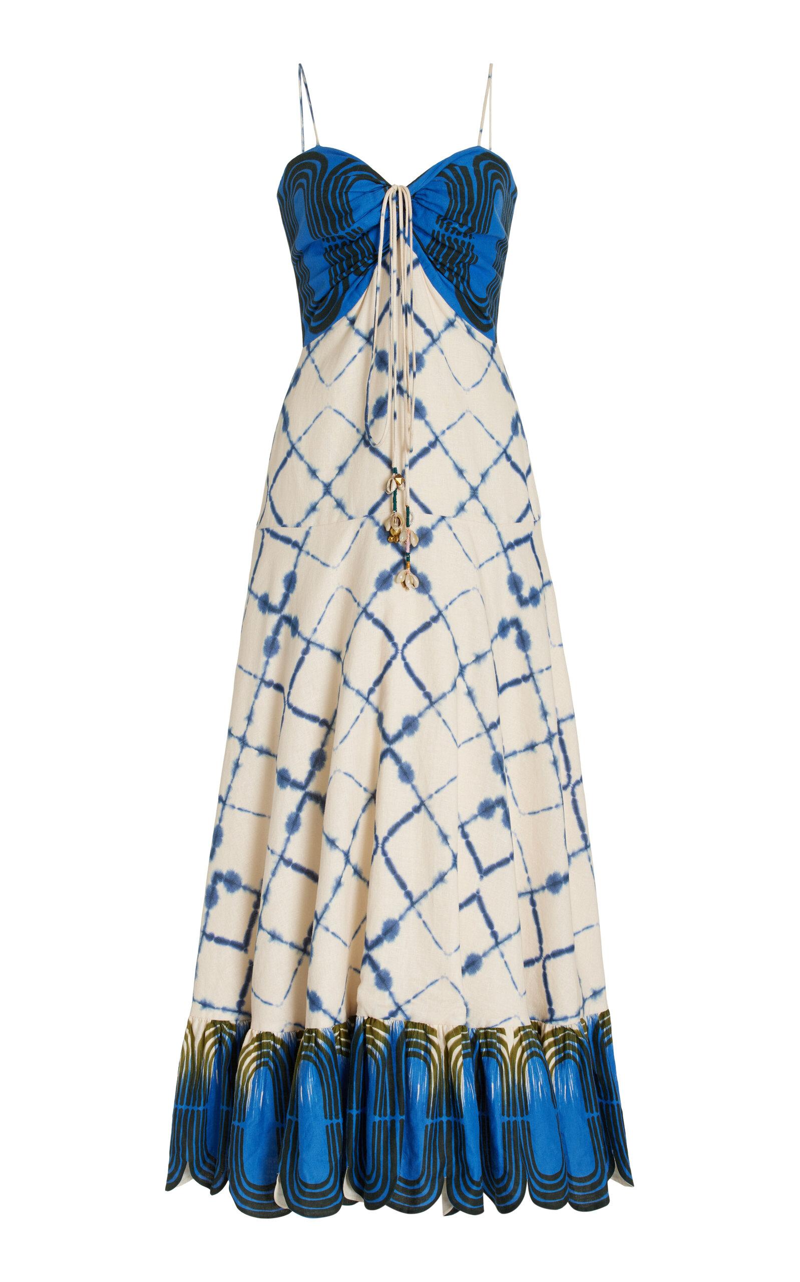 Alexis Nuri Linen cotton Midi Dress in Blue Lyst