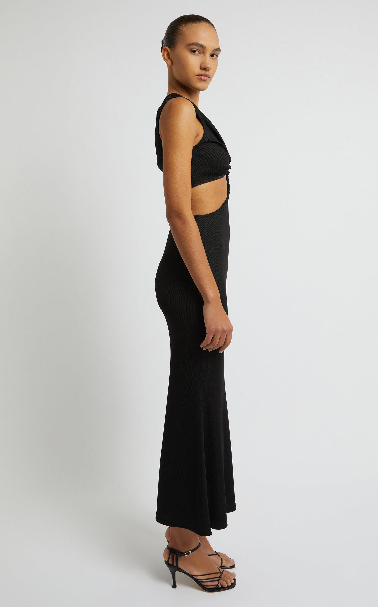 Christopher Esber off-shoulder tulle midi dress - Black