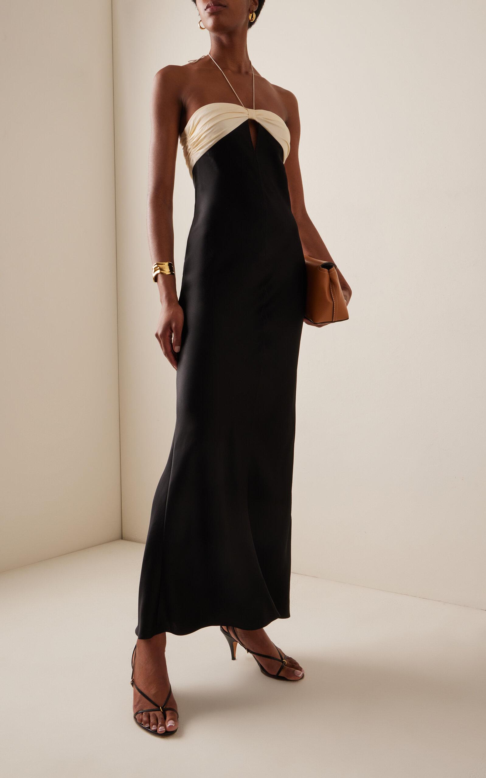 Anna October ine Bow-detailed Cutout Satin Maxi Dress in Black | Lyst