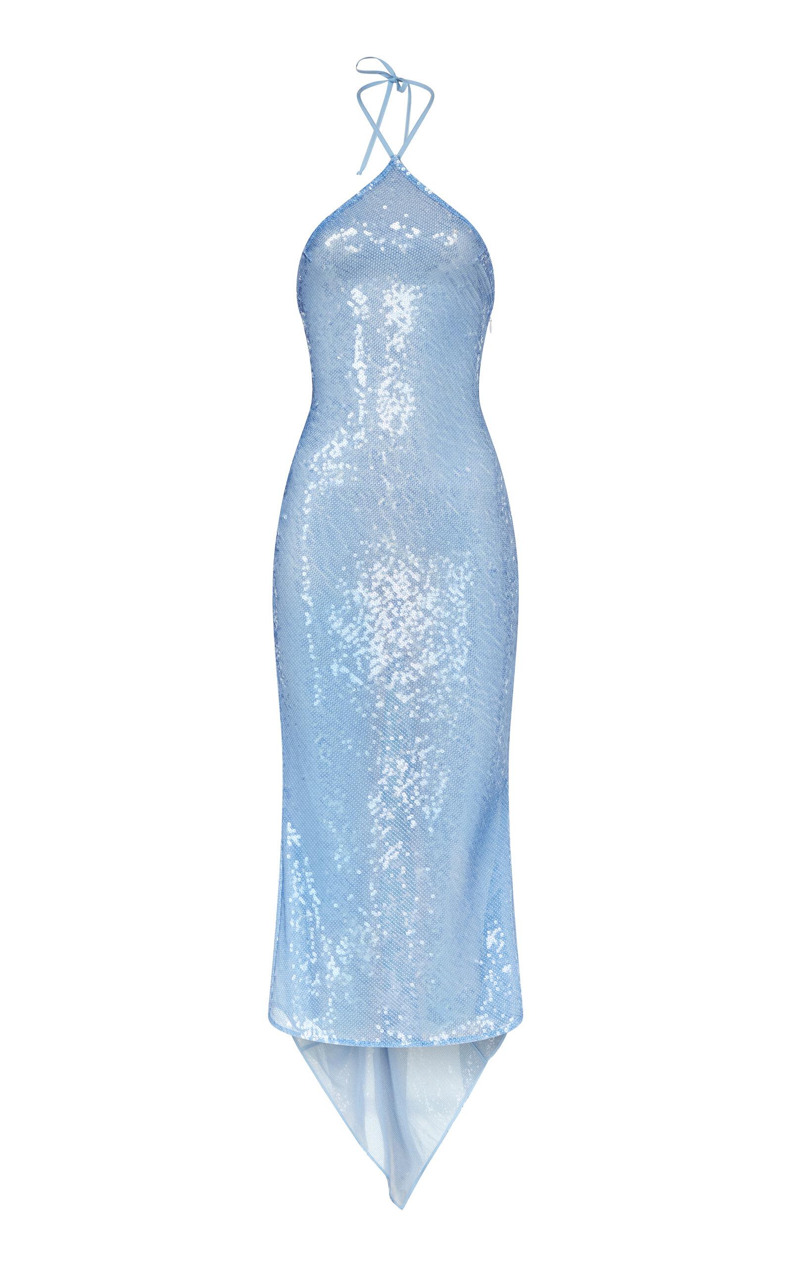 Ludovic de Saint Sernin Anthonia Sequined Open-Back Midi Dress in Blue |  Lyst