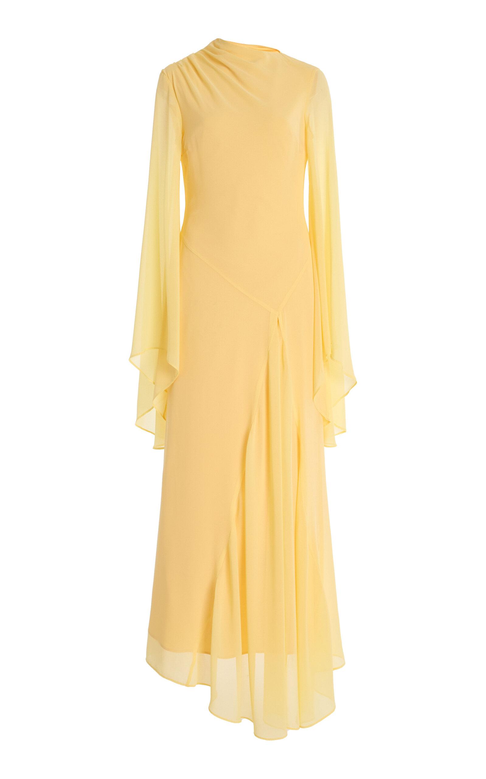 De La Vali Exclusive Hausos Chiffon Maxi Dress in Yellow | Lyst
