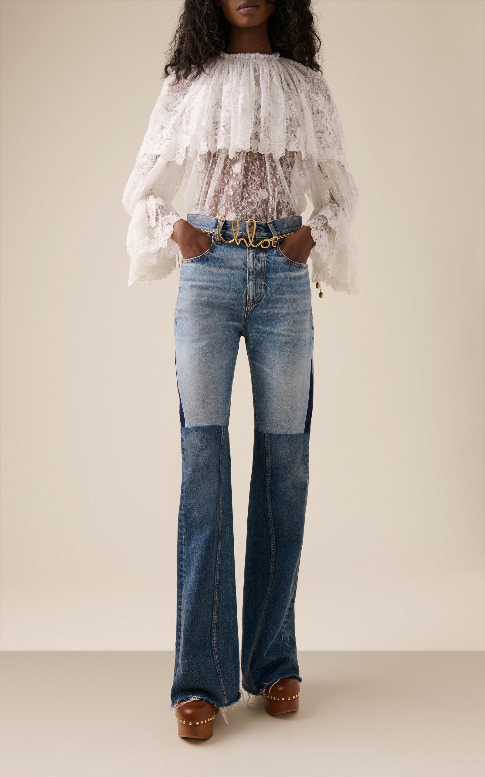 Chloé Ruffled Floral Lace Top in White | Lyst Chloé Ruffled Floral Lace Top in White | Lyst