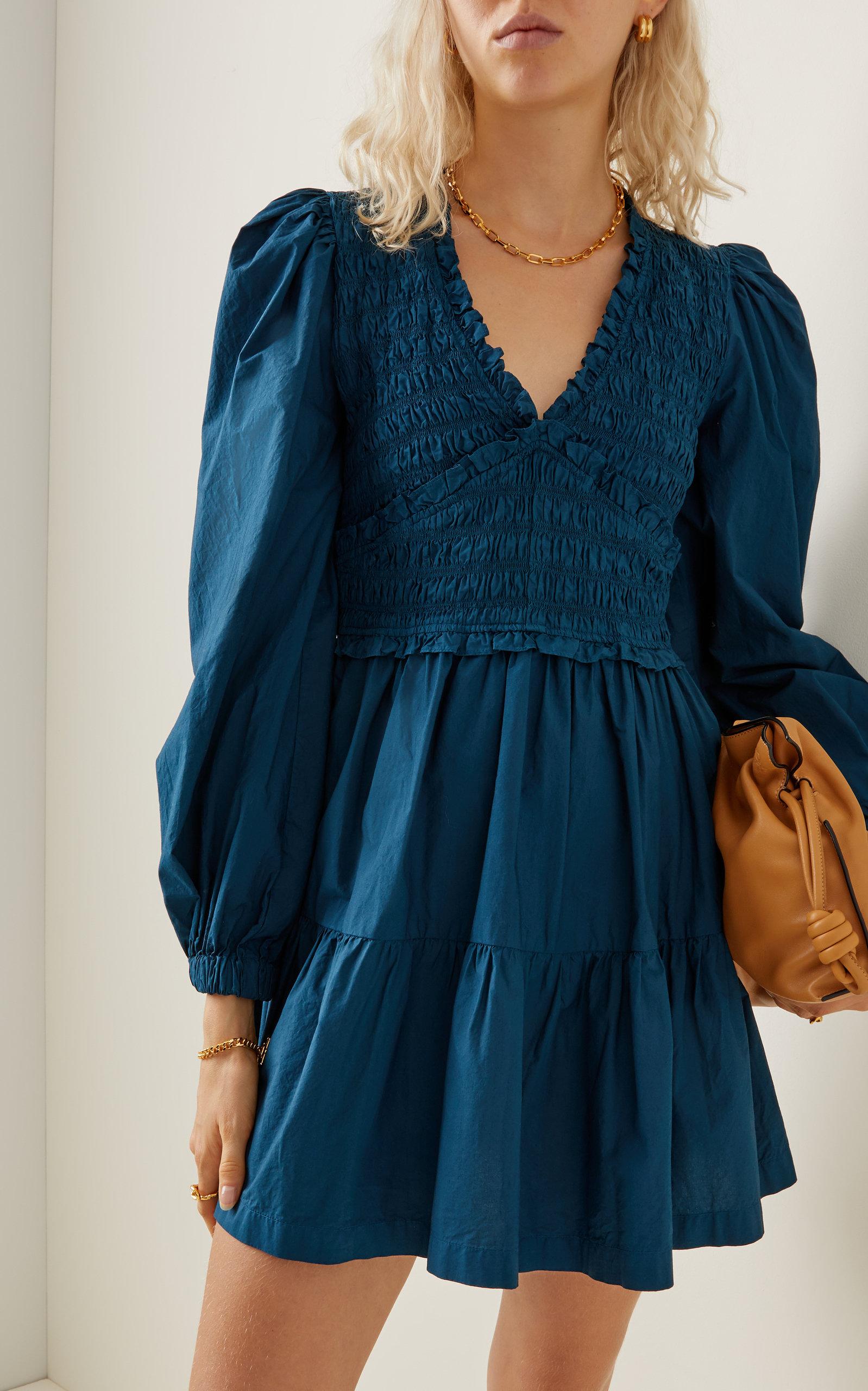 Sea Gaia Smocked Cotton Mini Dress in 