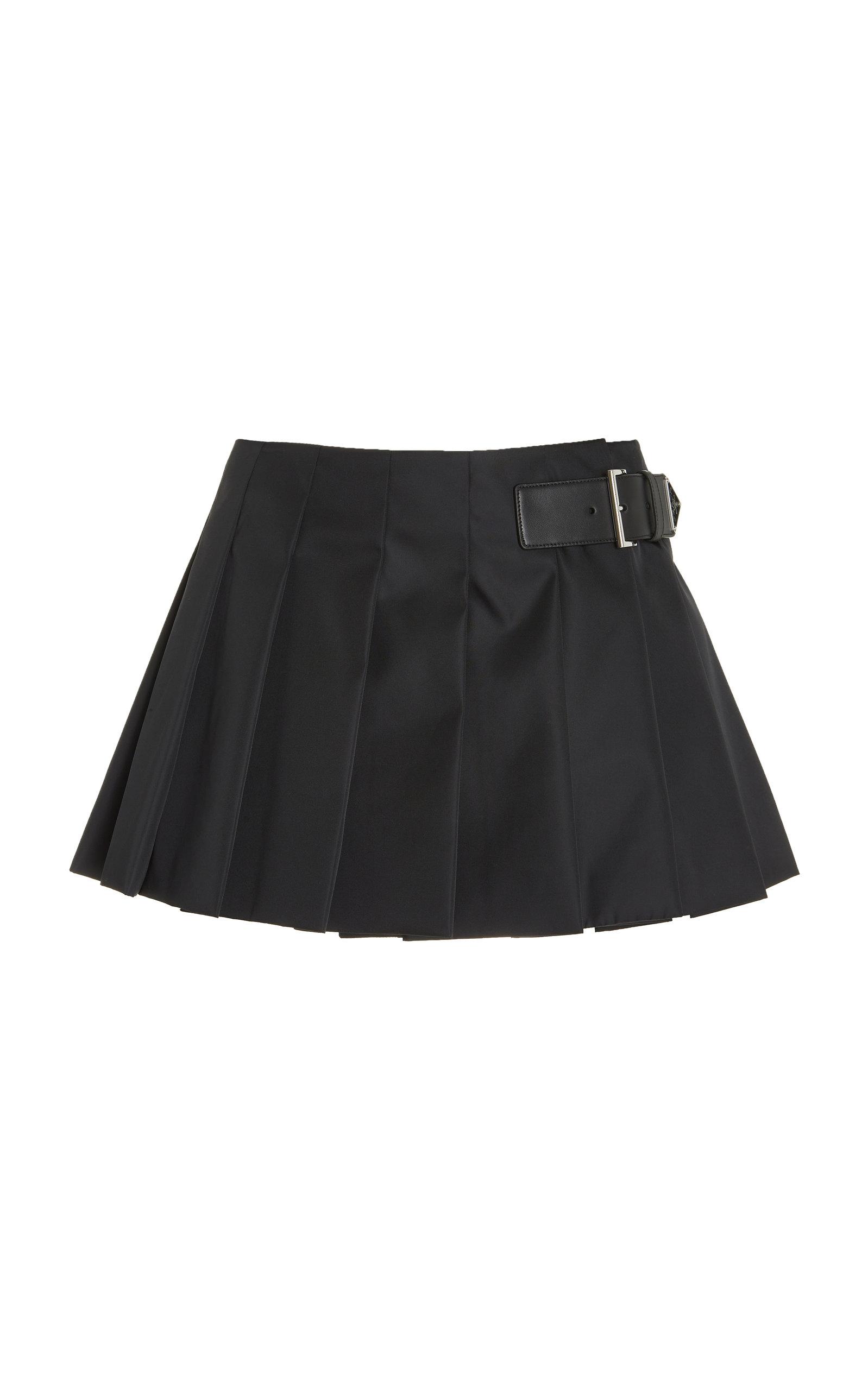 Prada Buckle-detailed Pleated Re-nylon Mini Skirt in Black | Lyst