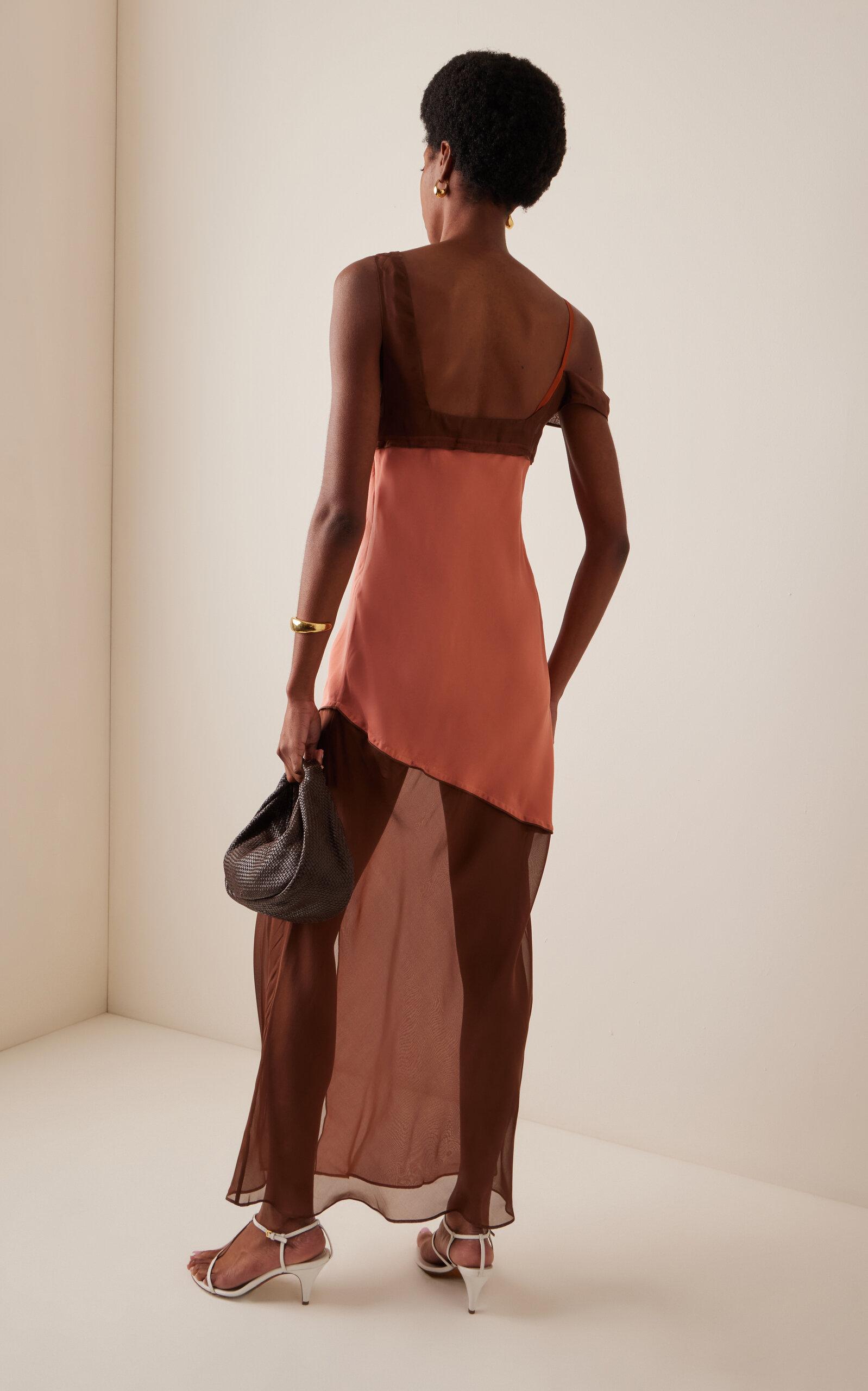 SIR. Halcyon Silk Midi Dress in Brown | Lyst