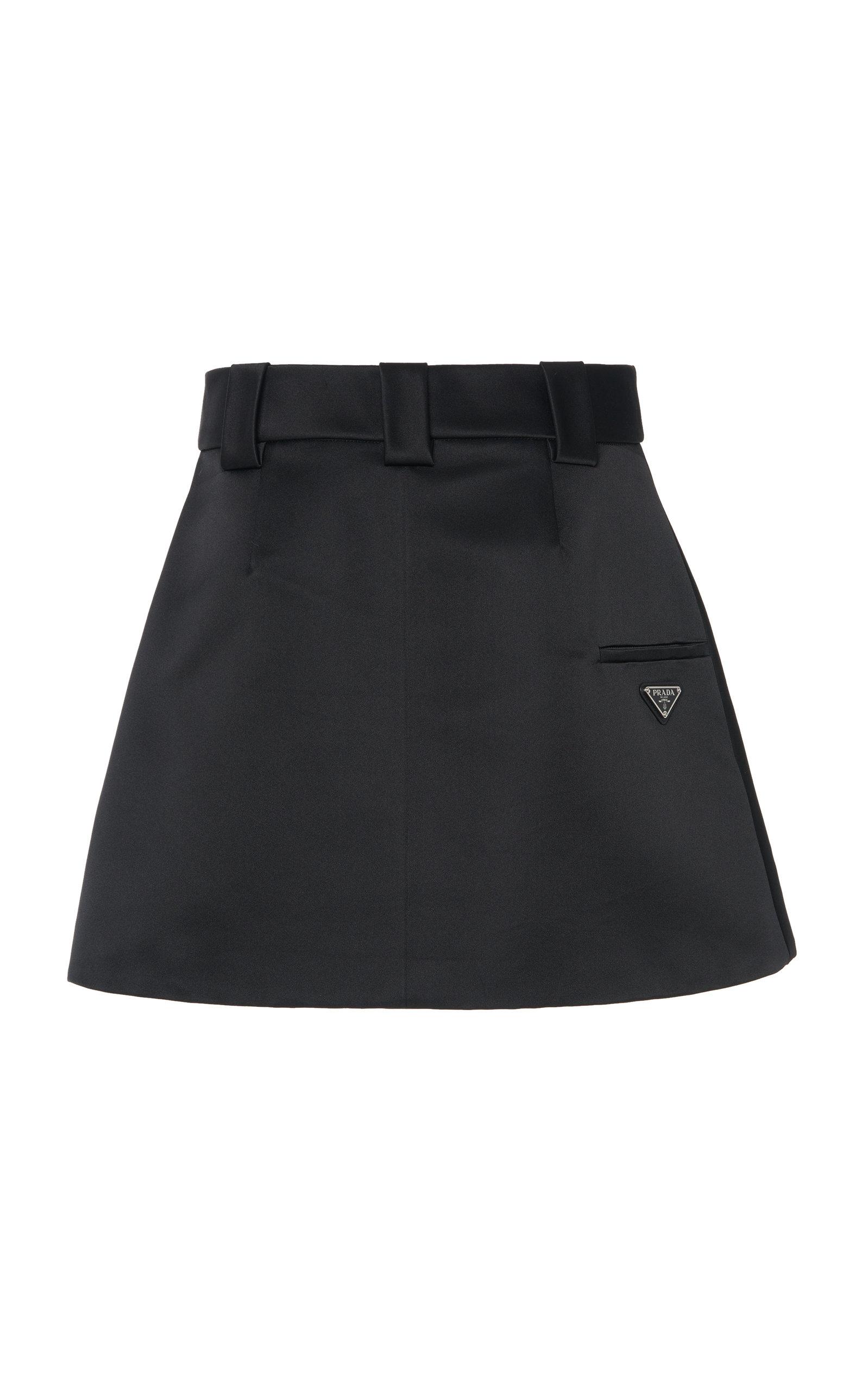 Prada Satin Wrap-effect Mini Skirt in Black | Lyst