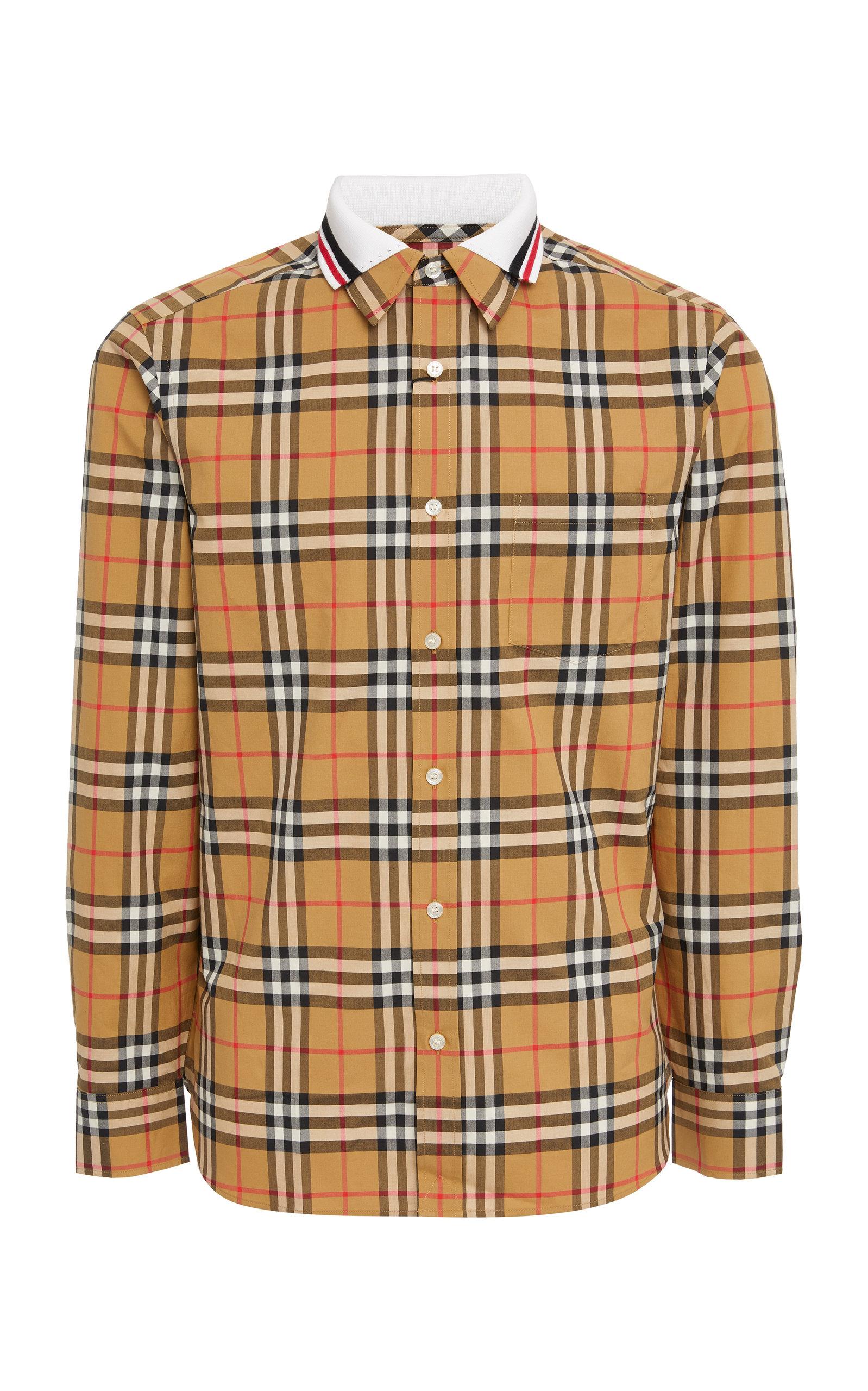 Burberry Edward Checked Cotton-pique Button-up Shirt for Men - Lyst