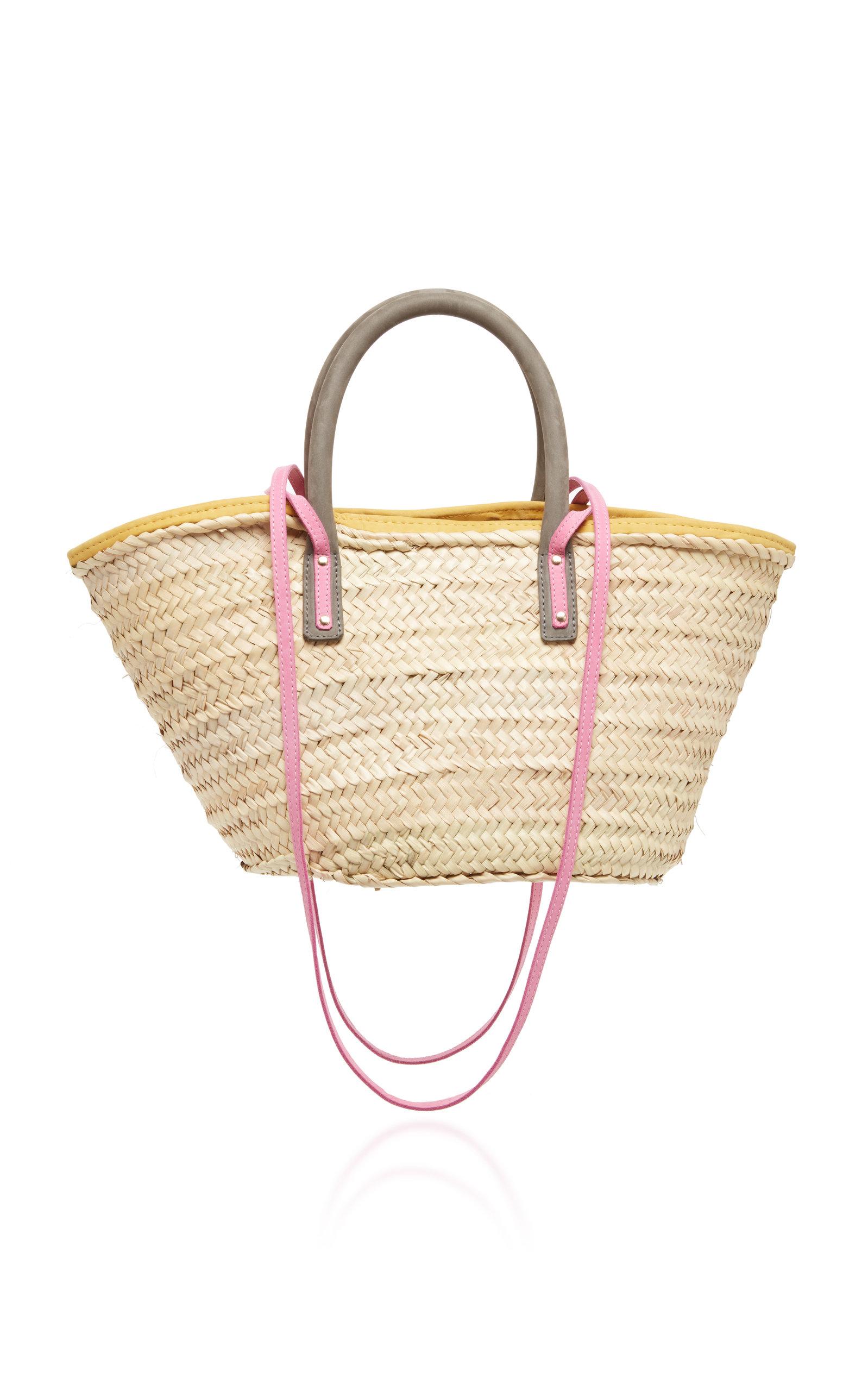 Jacquemus Le Panier Soleil Suede-trimmed Straw Tote in Pink | Lyst