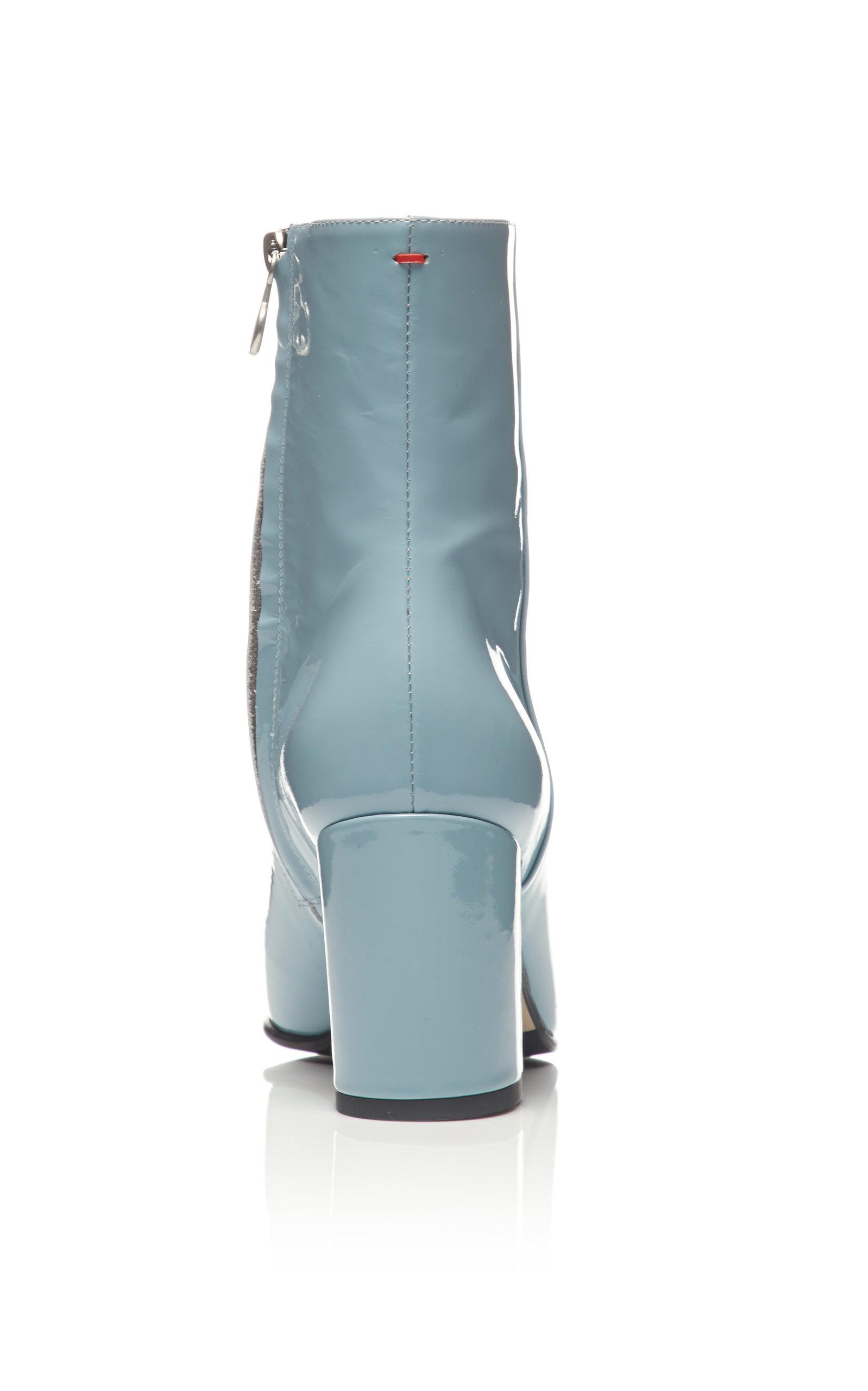 Aeyde Leather Liv Patent Boot in Blue 
