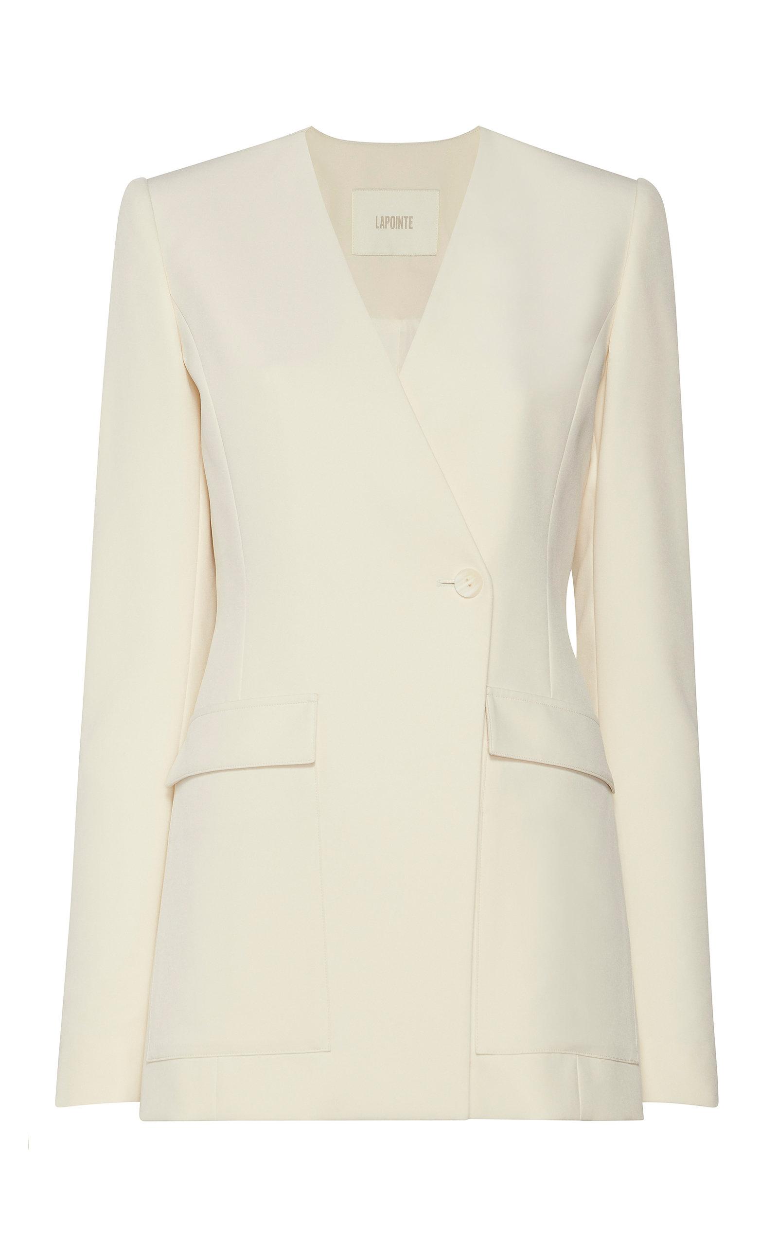 LAPOINTE Collarless Crepe Blazer in Natural | Lyst
