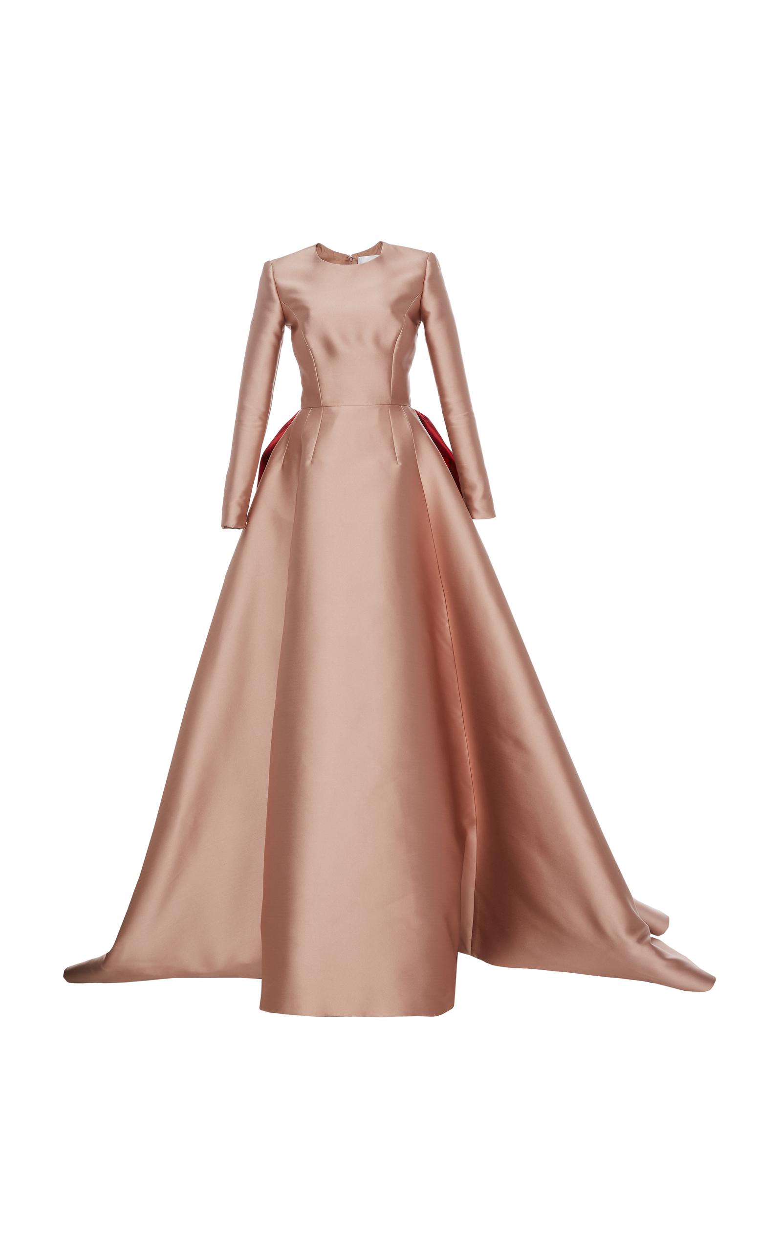 off the shoulder evening dresses Long Blouson Sleeve Chiffon Gown – Petite Chérie main image 0